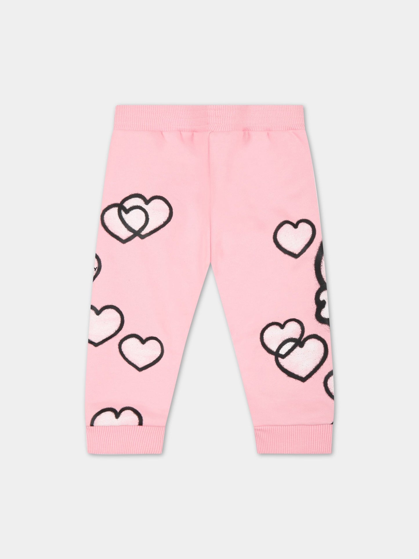 Pantalone rosa per neonata con cuori,Givenchy Kids,H04146 45T