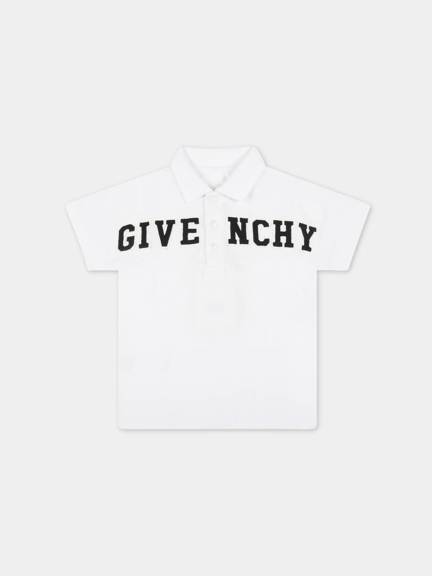 Polo bianca per neonato con logo,Givenchy Kids,H05226 10B