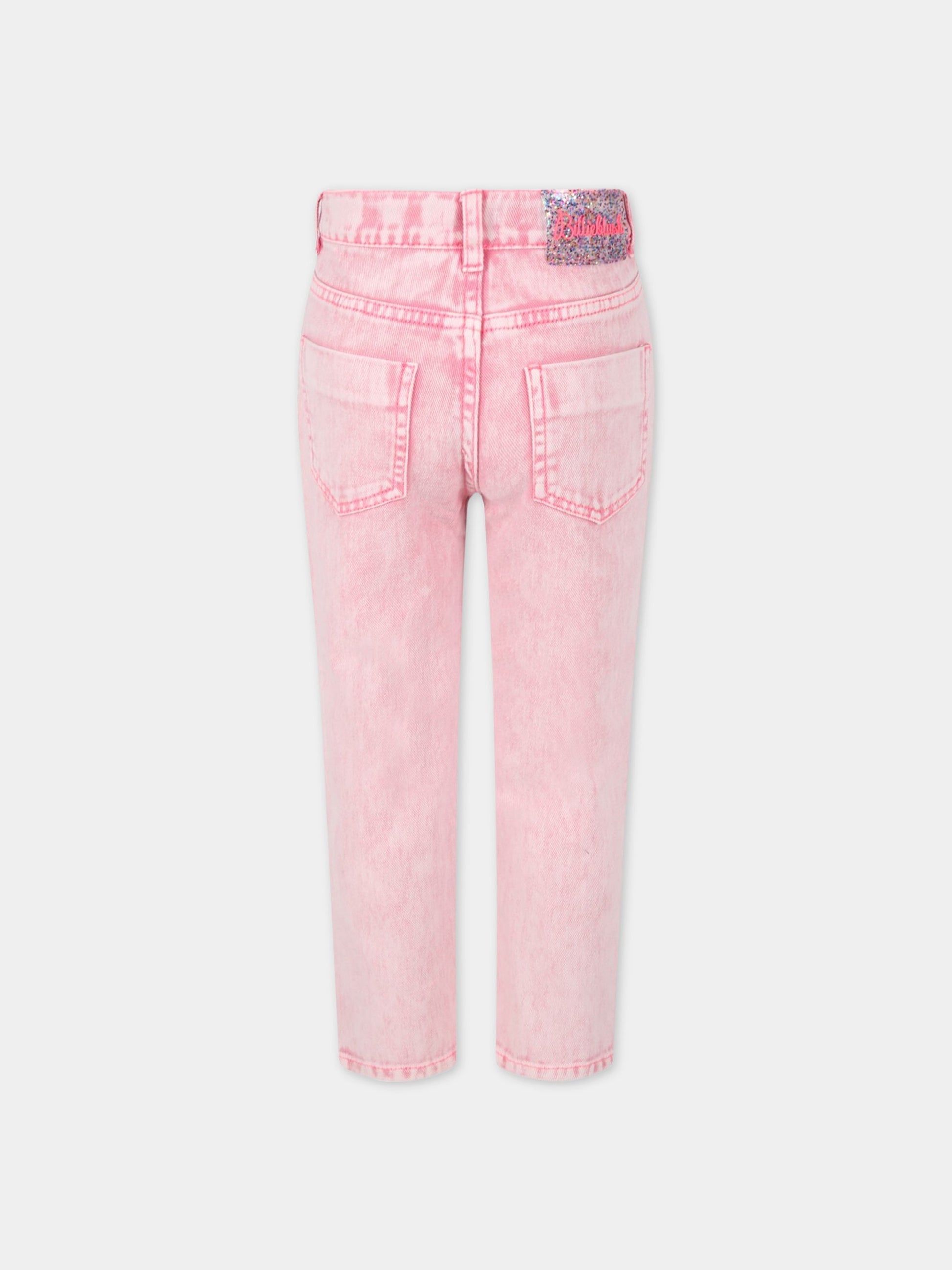 Jeans rosa per bambina con borchie,Billieblush,U14612 44G