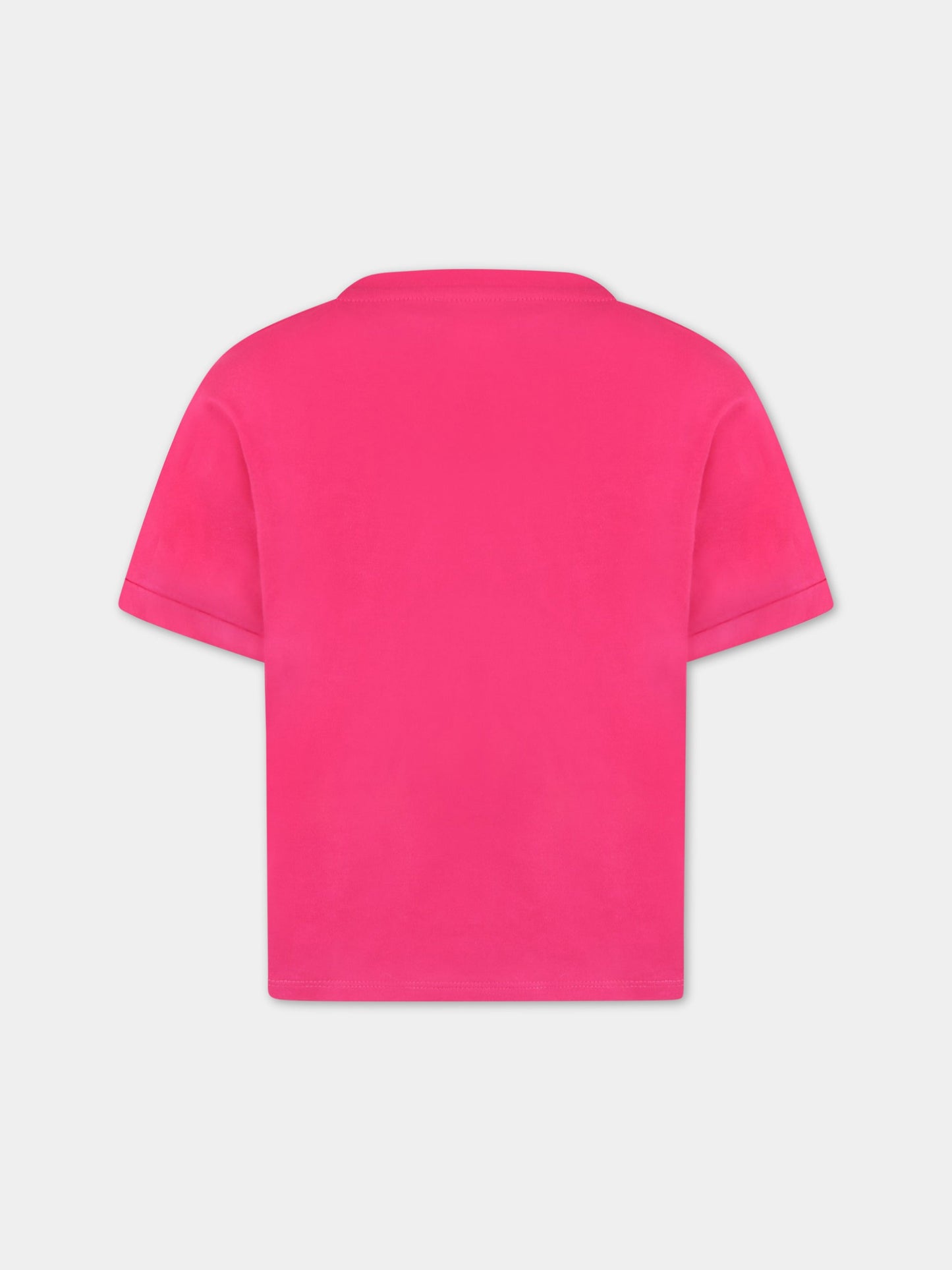 T-shirt fucsia per bambina con logo e scritta nera,Dkny,D35S31 49N