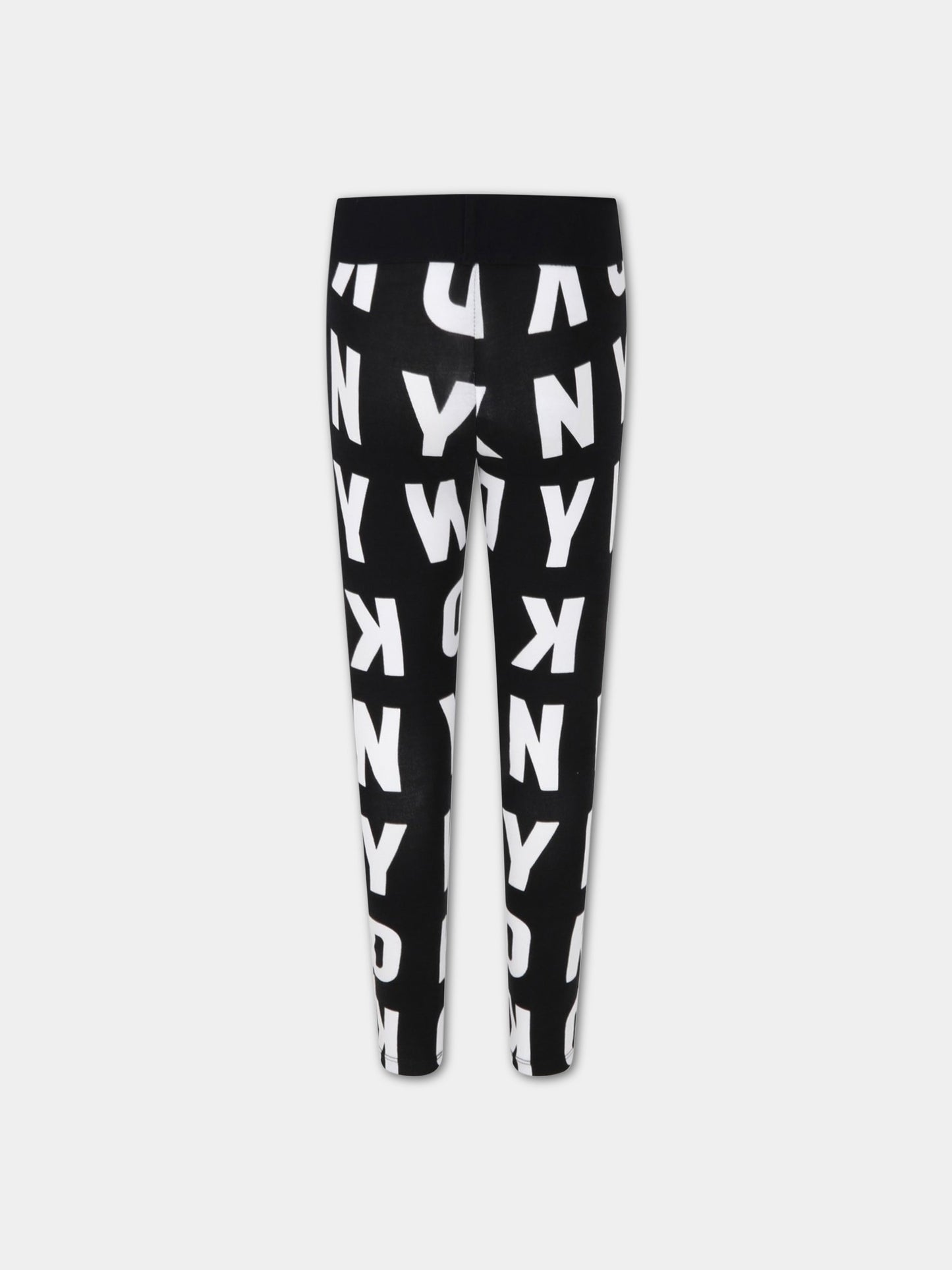 Leggings nero per bambina con loghi,Dkny,D34A65 M41