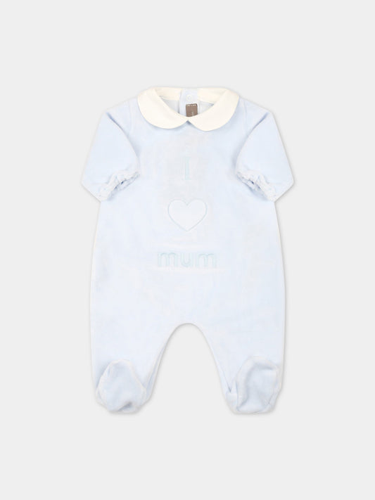 Tutina celeste per neonato con scritta,Little Bear,5044 CIELO