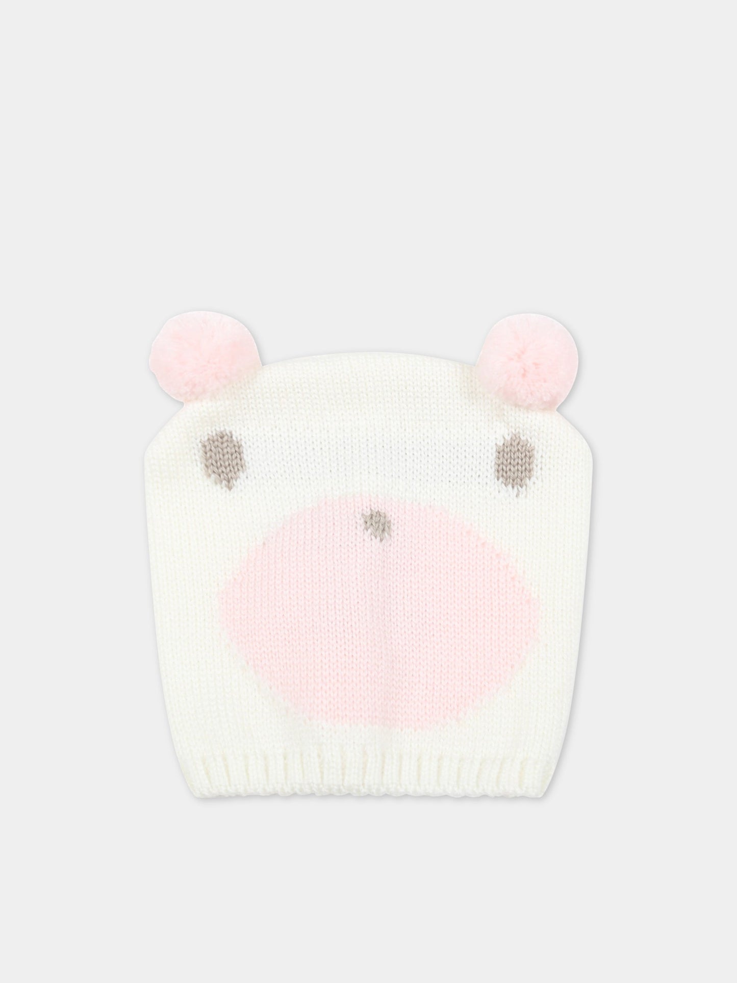 Cappello avorio per neonata con orso,Little Bear,5121 LATTE/CIPRIA