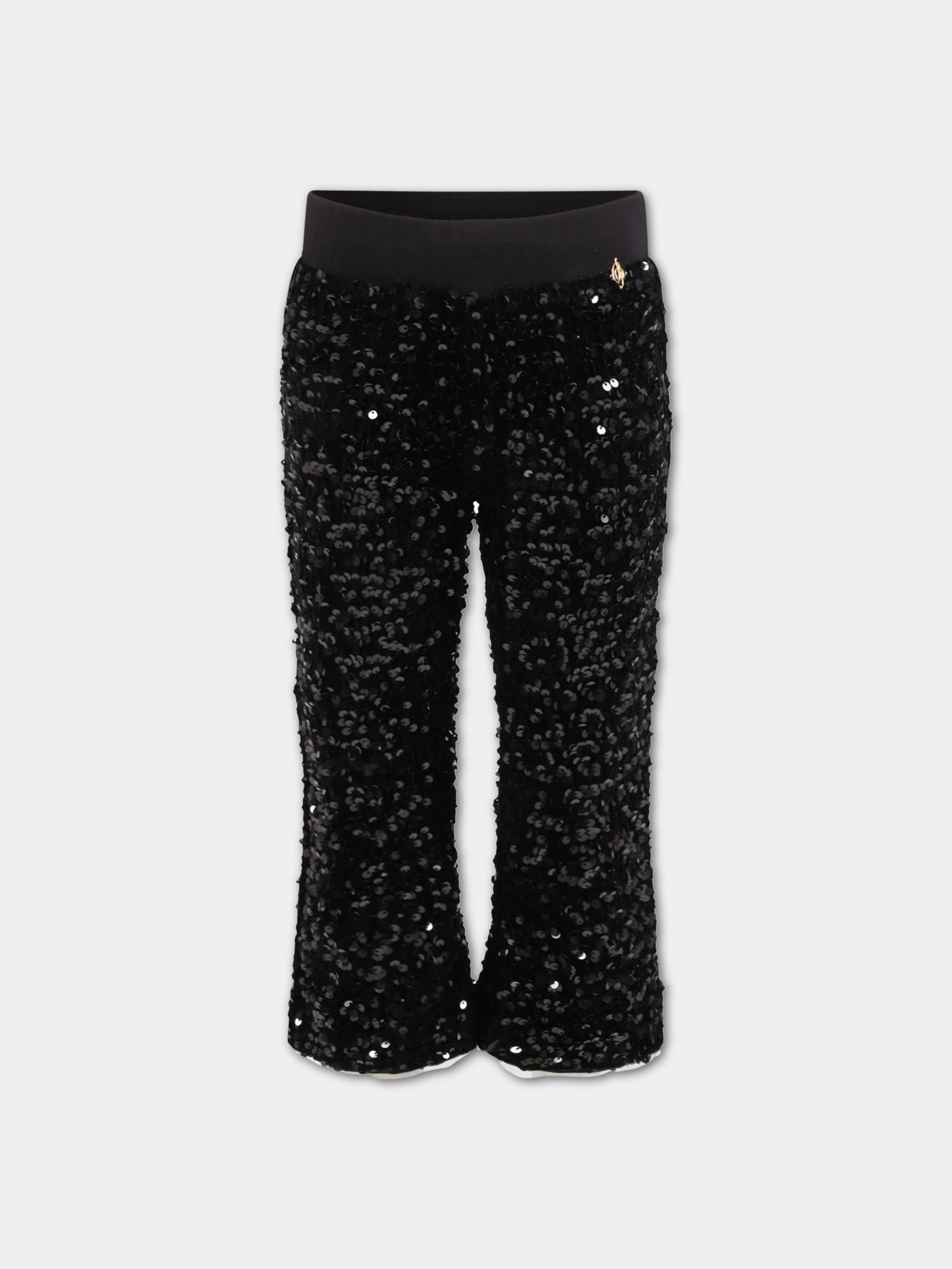 Pantalone nero per bambina con paillettes,Blumarine Baby,IF2080 J6527 22222