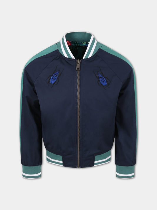 Bomber blu per bambino con scarafaggi,Paul Smith Junior,P26018 83D