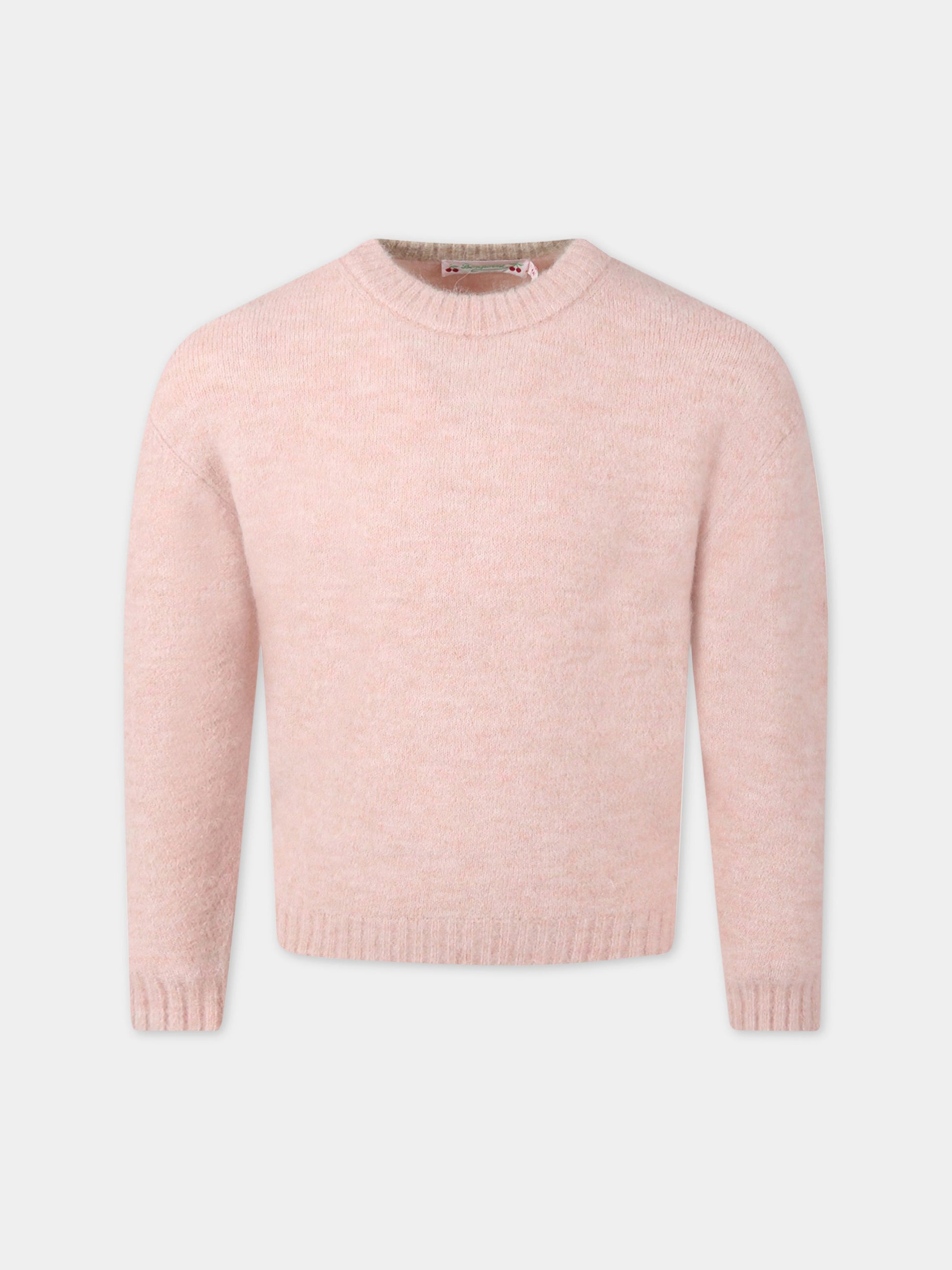 Maglione rosa per bambina con iconiche ciliegie,Bonpoint,W02GJUKN1201 021