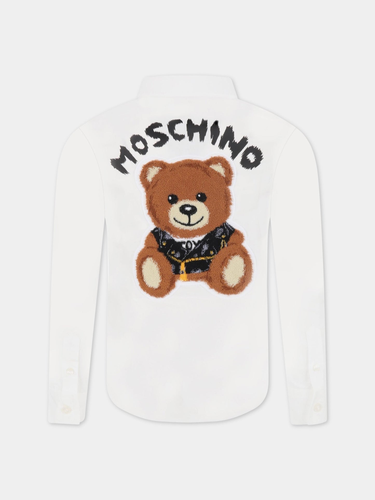 Camicia bianca per bambino con logo,Moschino Kids,HPC00F LMA01 10101