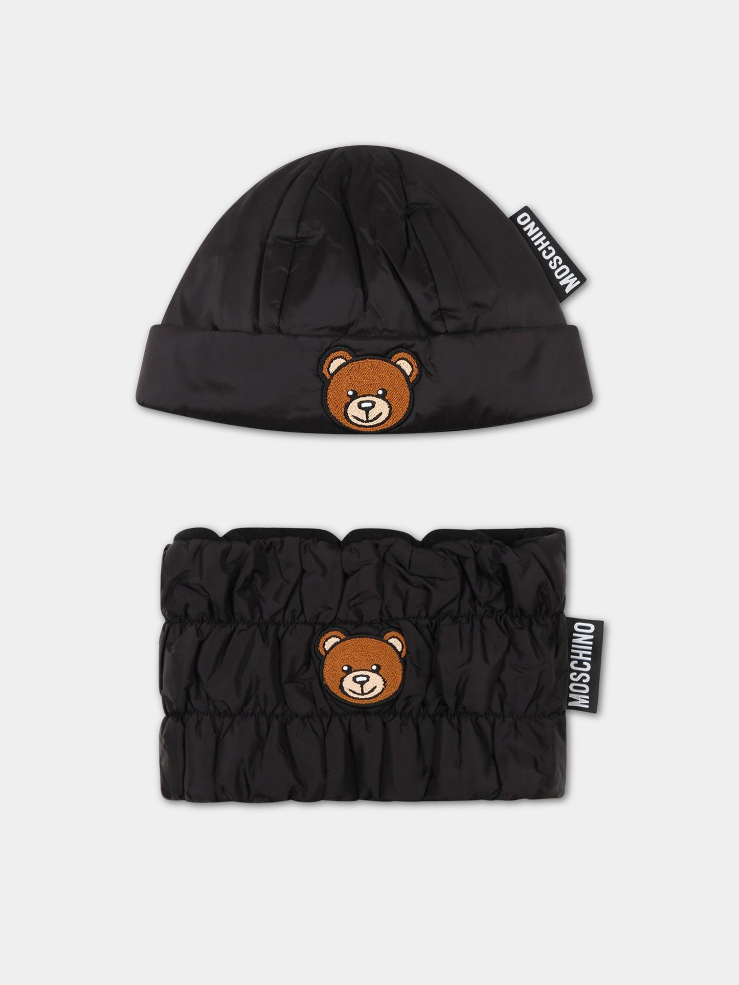 Set nero per bambini con teddy bear,Moschino Kids,HUX01R L3A22 60100