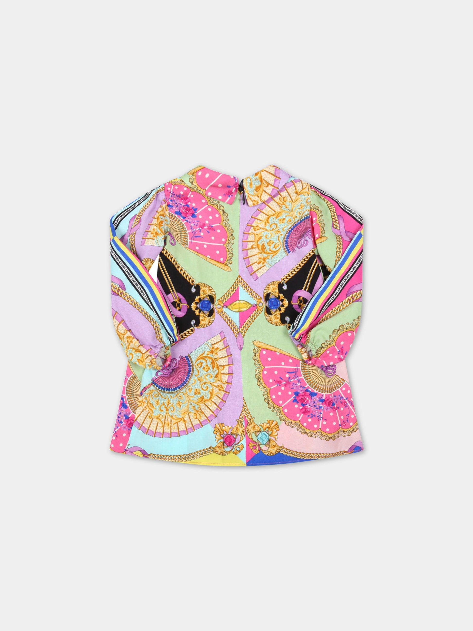 Vestito multicolor per neonata con iconico pattern I Ventagli,Versace,1005985 1A04756 5X000 AY0148