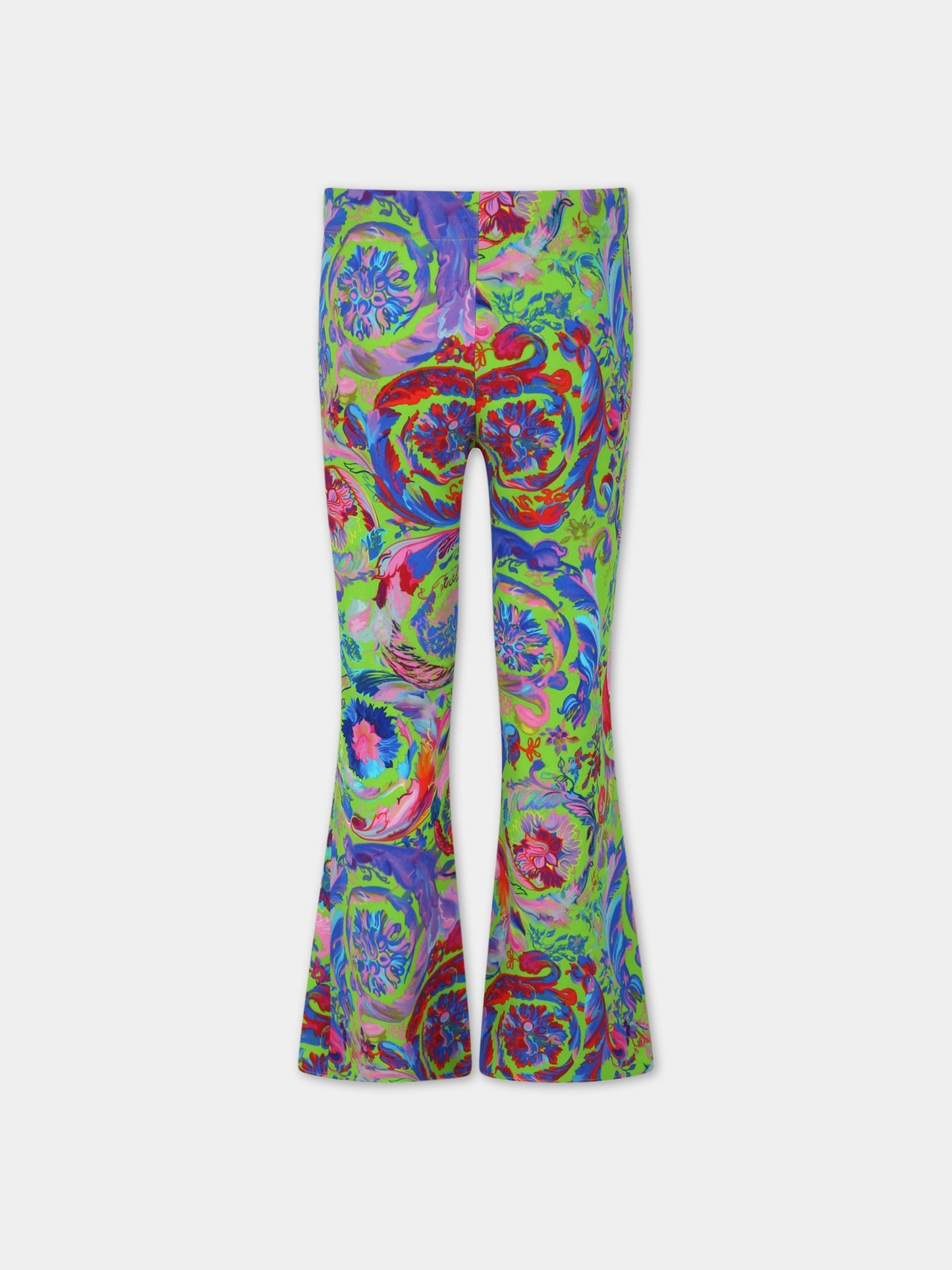 Pantaloni verdi per bambina con fiori,Versace,1000038 1A03375 5G040 AY0147