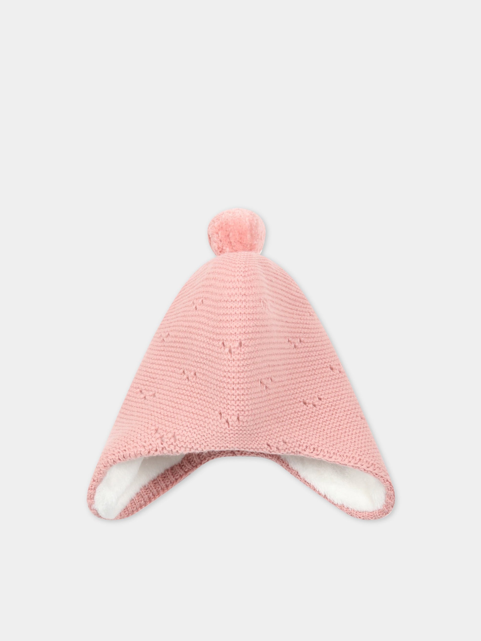 Cappello rosa per neonata con pompon,Tartine Et Chocolat,TV90000 30