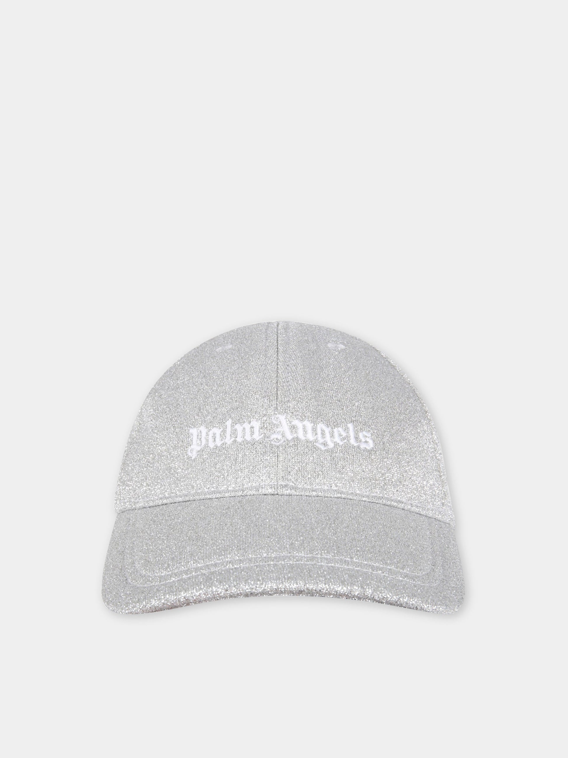 Cappello argentato per bambina con logo,Palm Angels,PGLB001F22FLE0017201