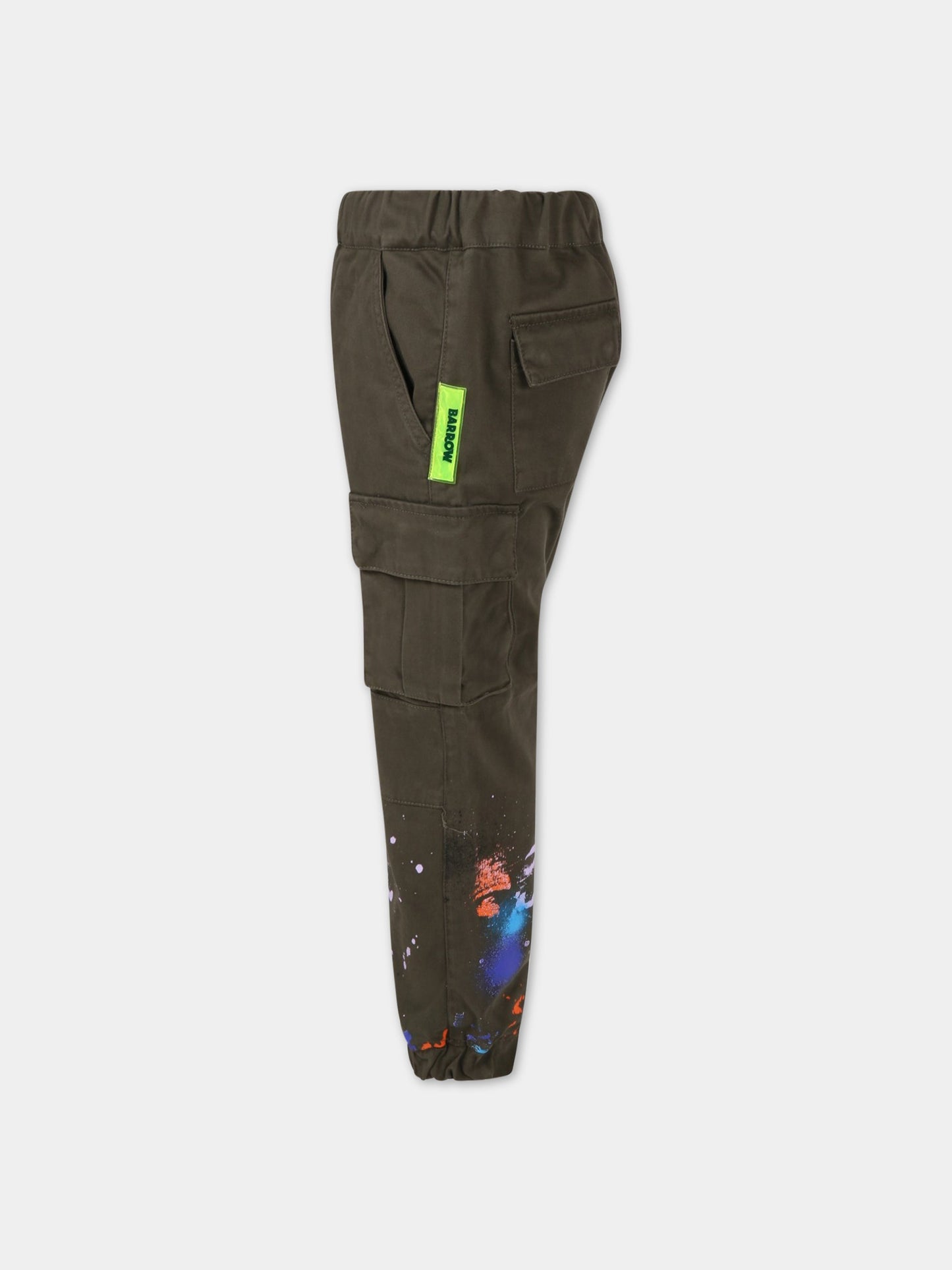 Pantaloni cargo verdi per bambino con logo,Barrow,031864 082