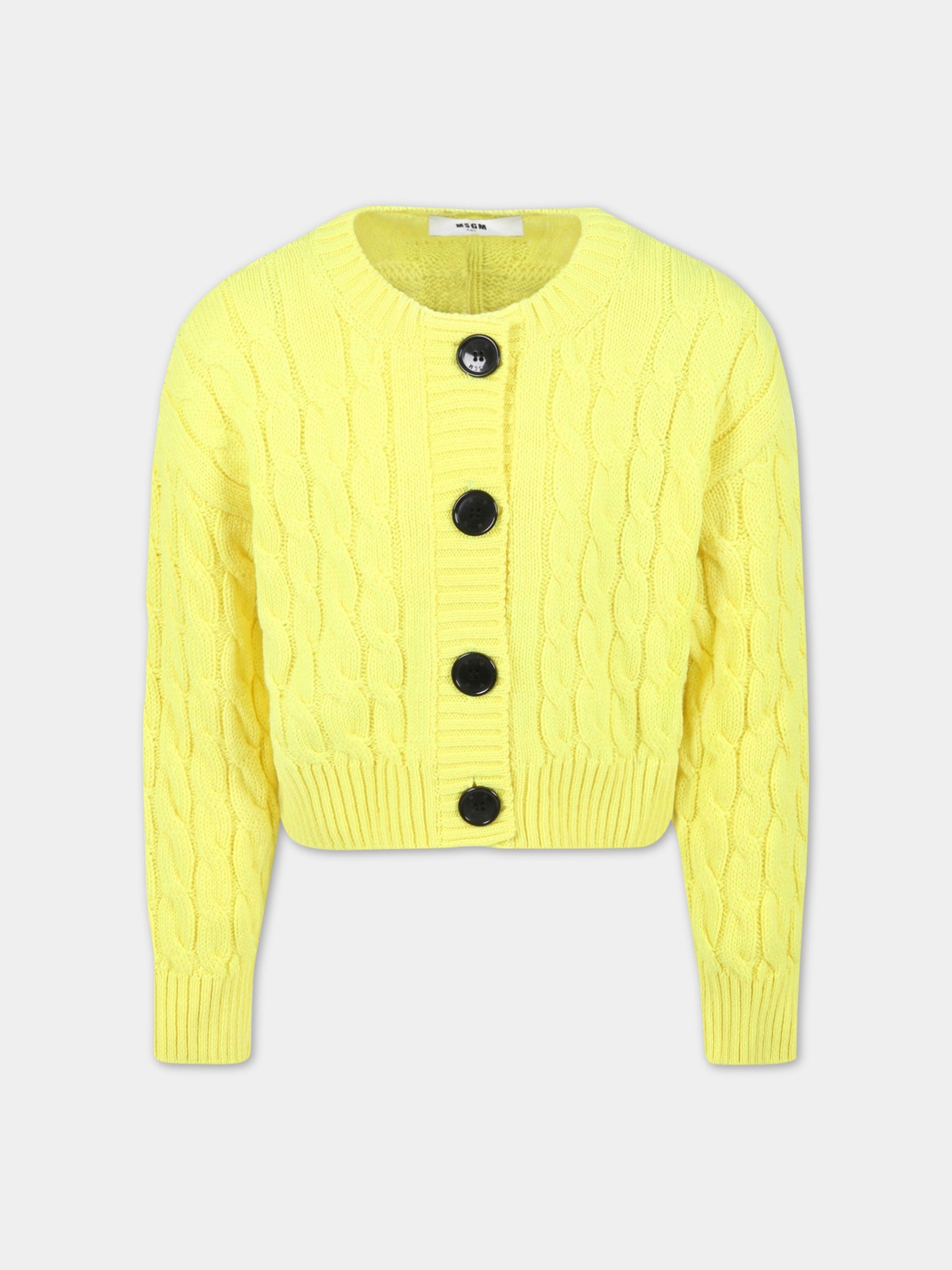 Cardigan giallo fluo per bambina,Msgm Kids,MS029198 023