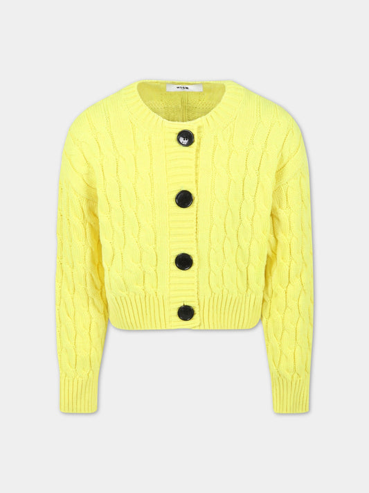 Cardigan giallo fluo per bambina,Msgm Kids,MS029198 023