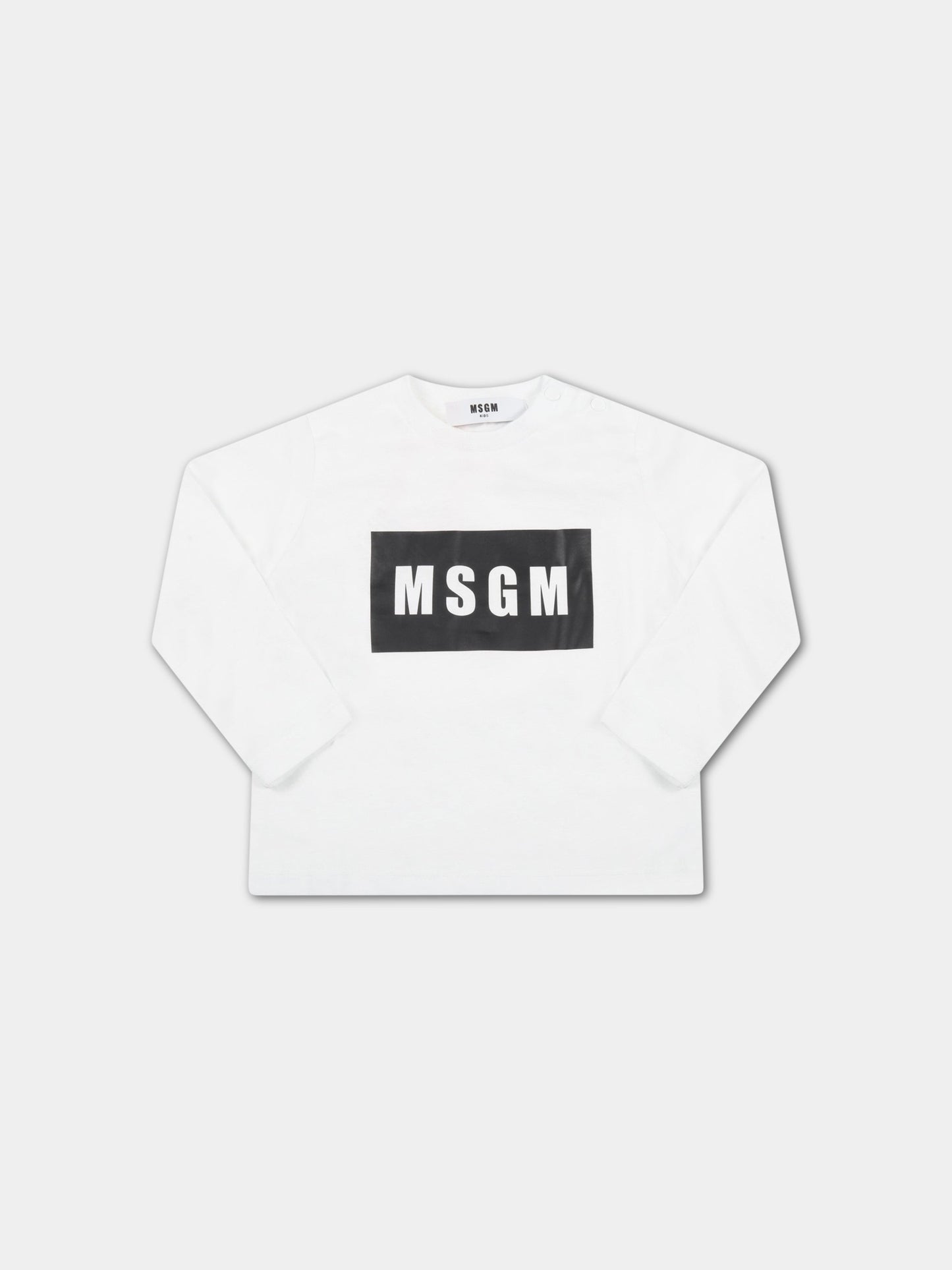 T-shirt bianca per neonati con logo,Msgm Kids,MS029106 001