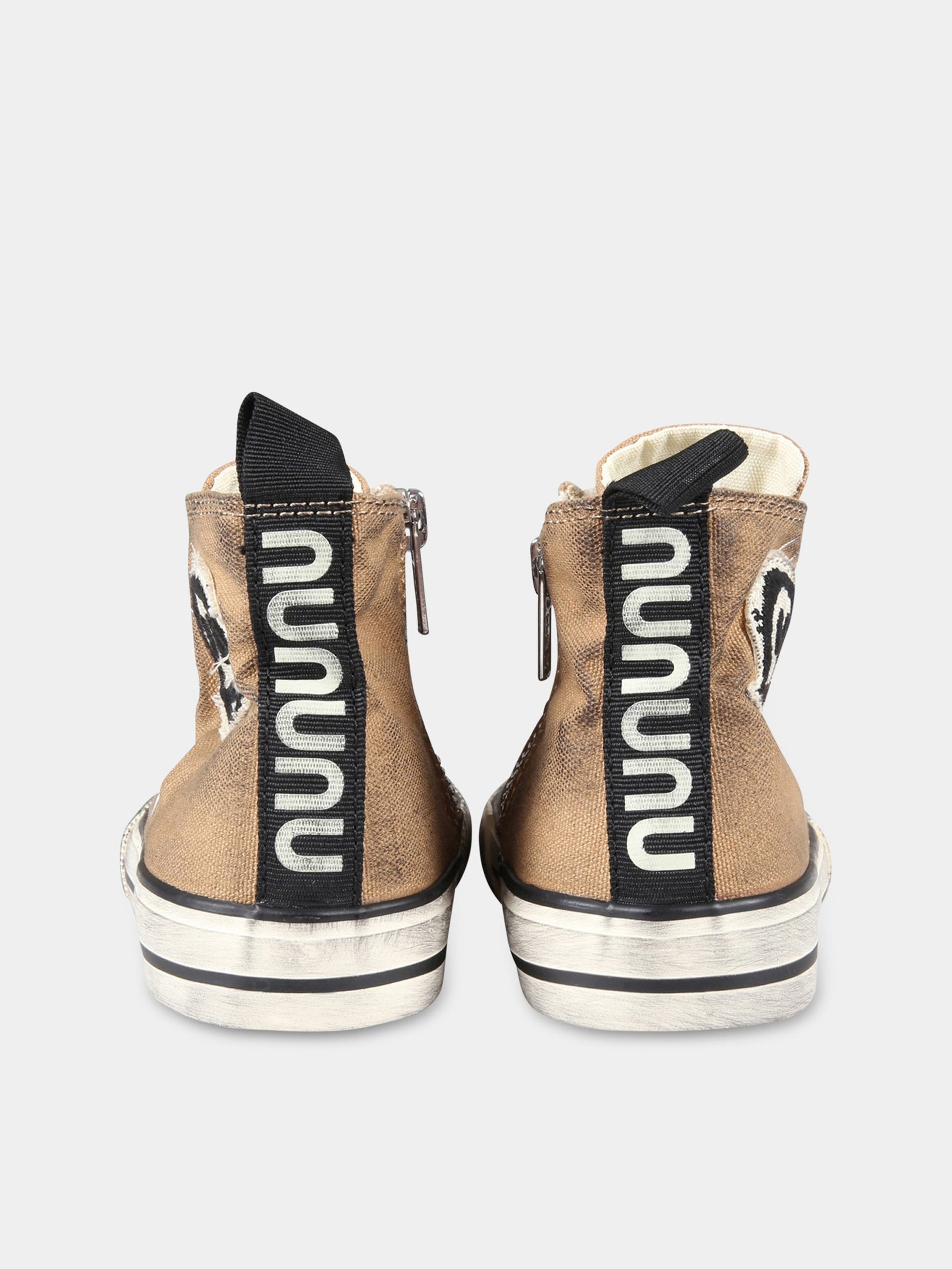 Sneakers marroni per bambini con logo,Nununu,NU3623