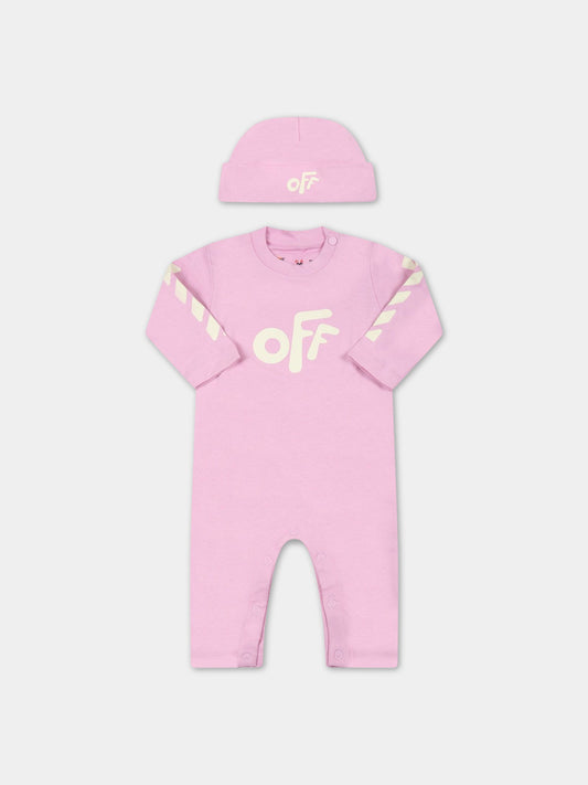 Set rosa per neonata con logo bianco,Off White,OG2X002F22JER0013003