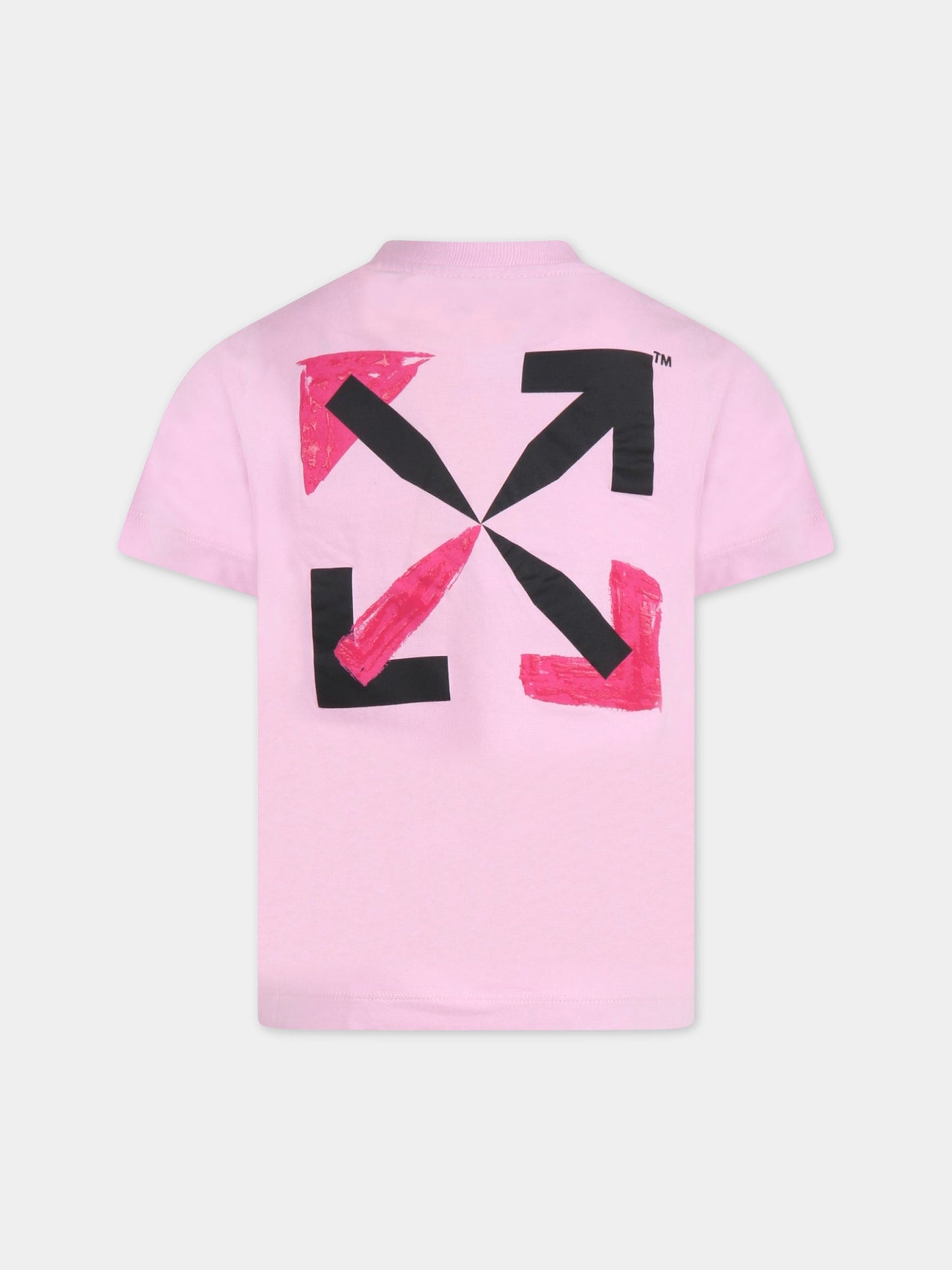 T-shirt rosa per bambina con logo,Off White,OGAA001F22JER0063032