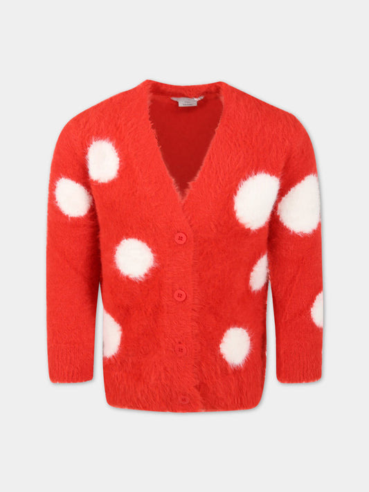 Cardigan rosso per bambina con pois bianchi,Stella Mccartney Kids,8R9B80 Z0791 409