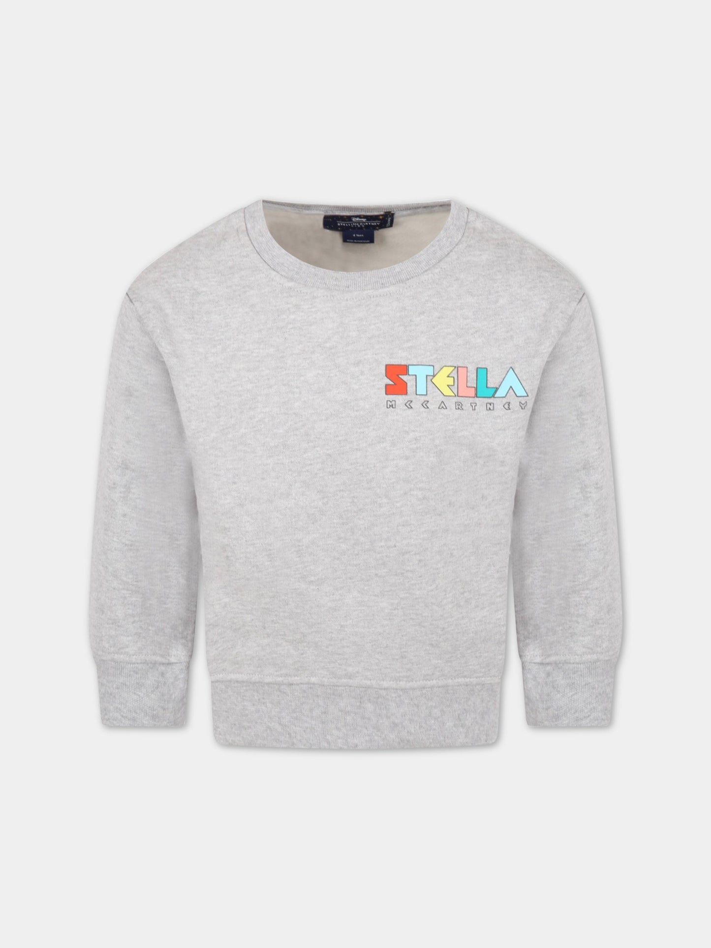 Felpa grigia per bambini con logo,Stella Mccartney Kids,8R4S00 Z0444 905