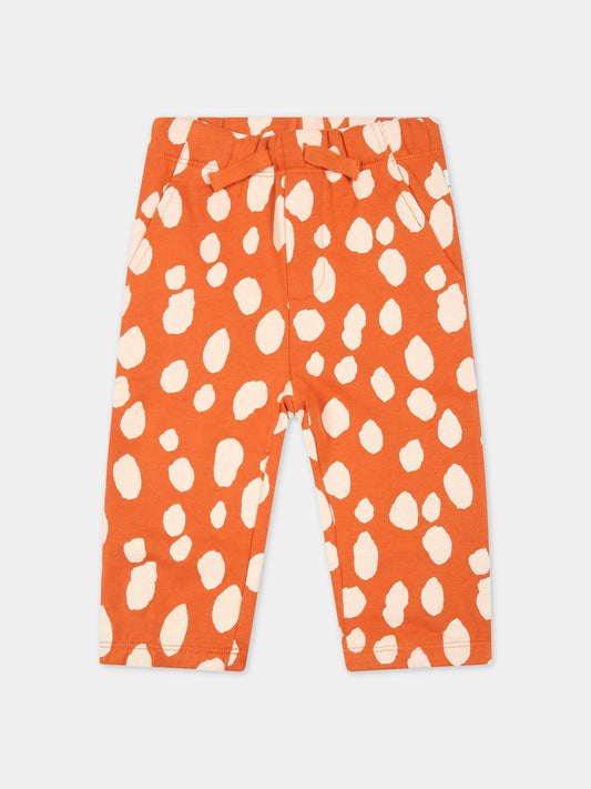 Pantaloni arancioni da tuta per neonati con stampa animalier,Stella Mccartney Kids,8R6090 Z0462 311BG