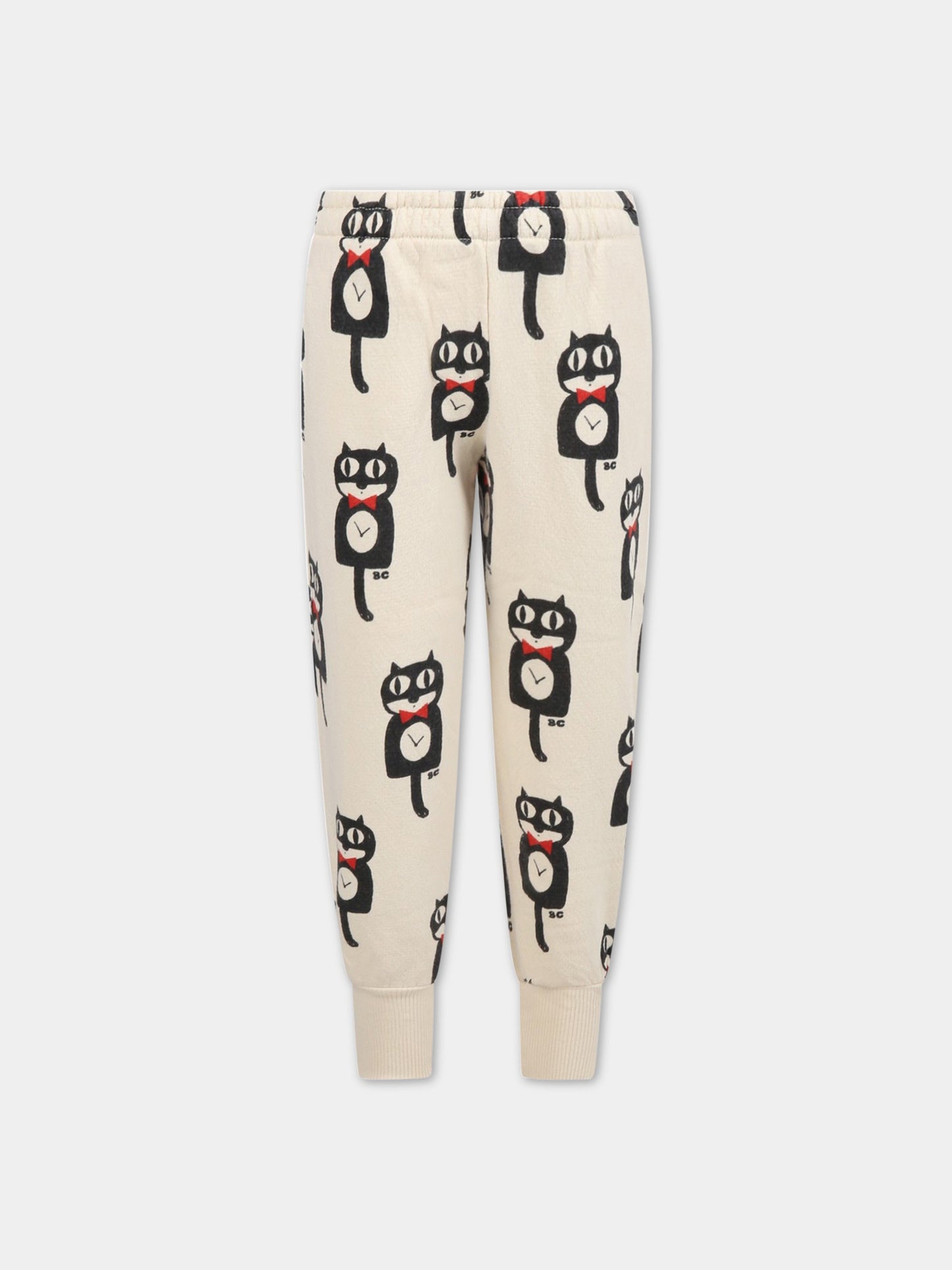 Pantaloni avorio per bambini con gatto nero,Bobo Choses,222AC059