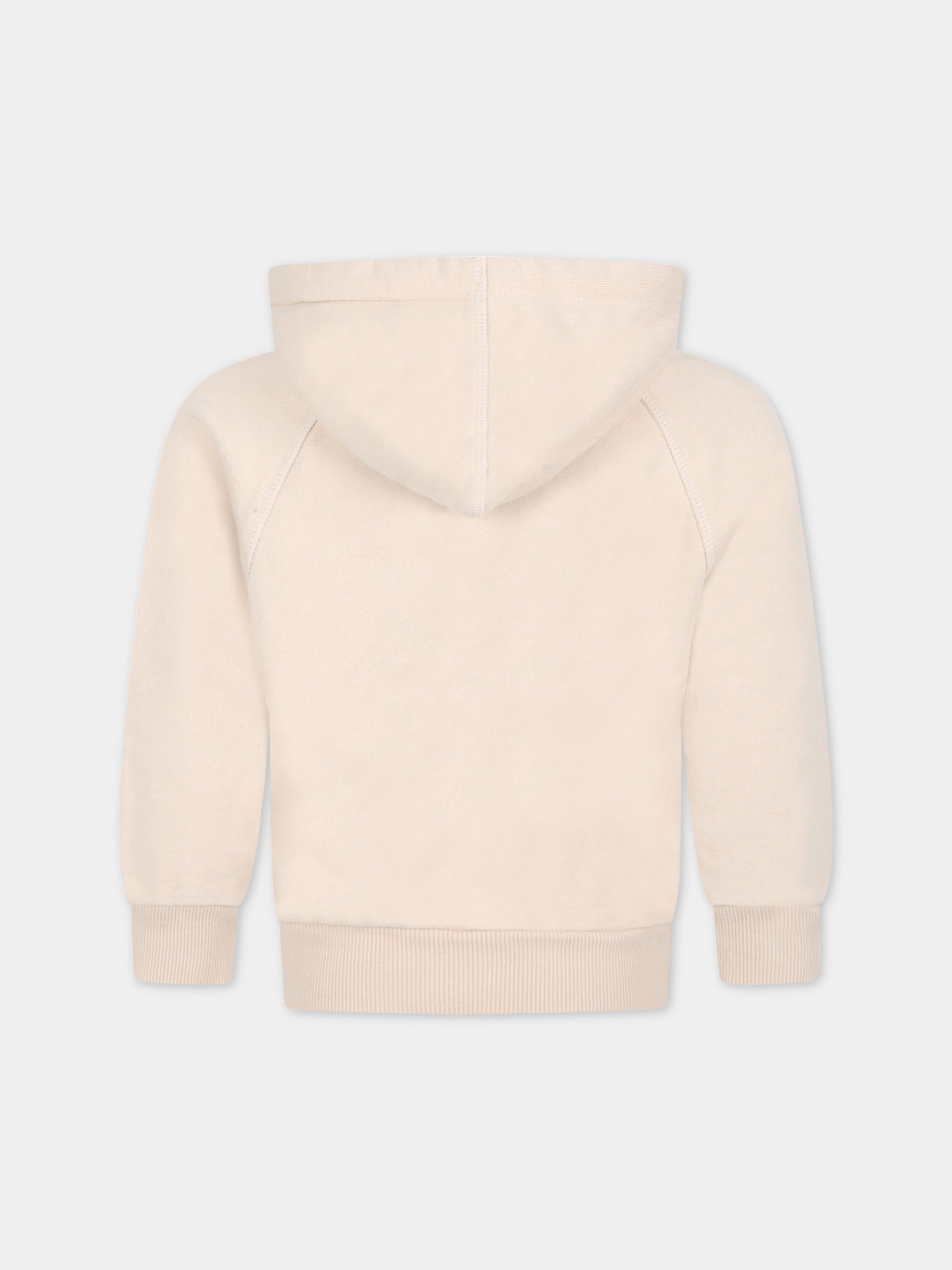 Felpa beige per bambini con orso e scritta rossa,Wander & Wonder,E12215 ECRU BEAR