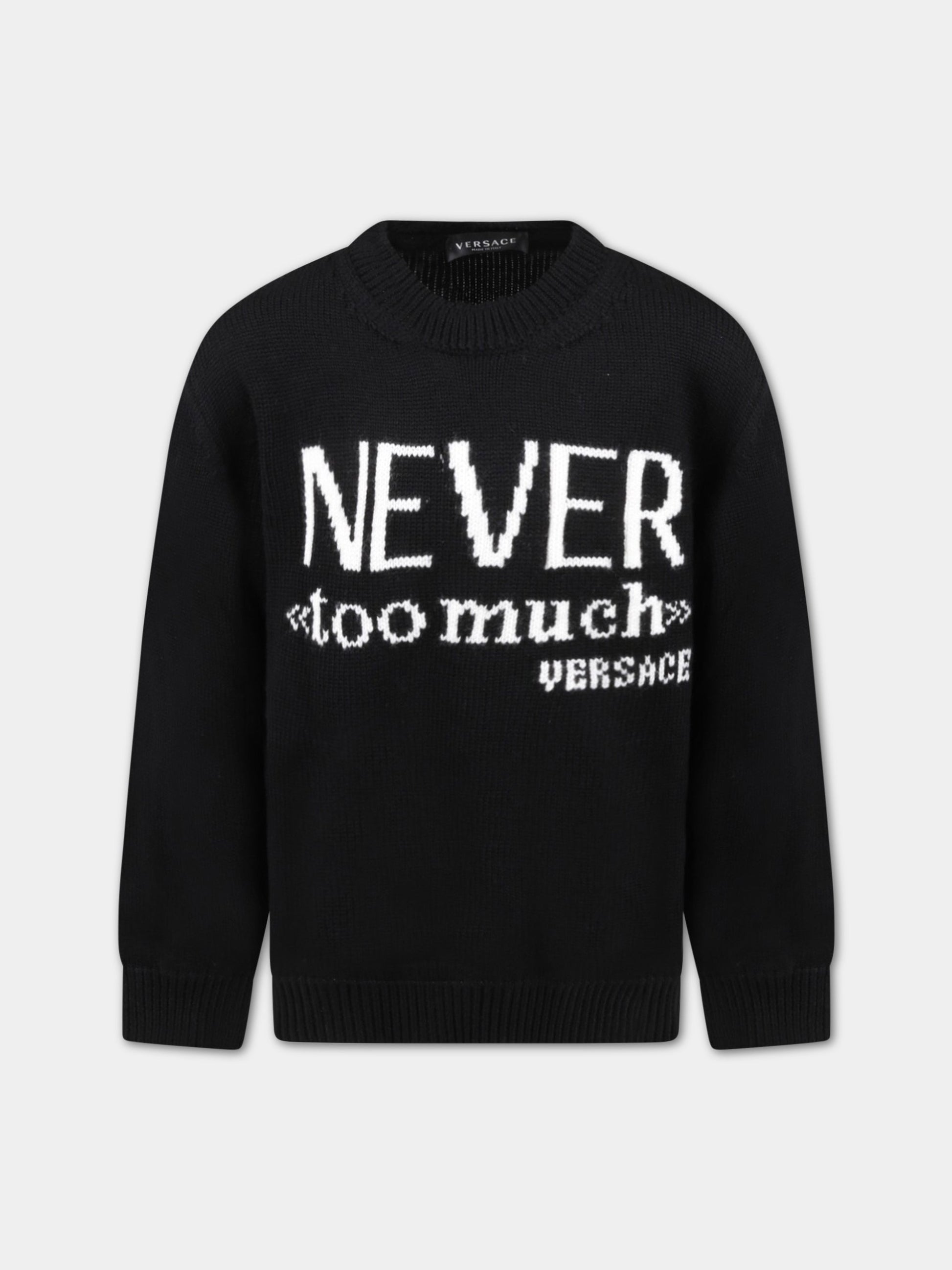 Maglione nero per bambini con logo,Versace,1007494 1A05145 1B000