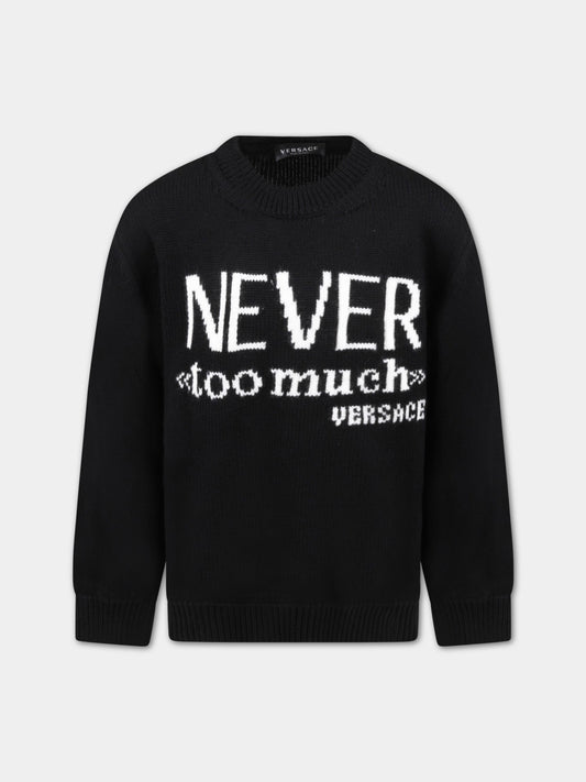 Maglione nero per bambini con logo,Versace,1007494 1A05145 1B000