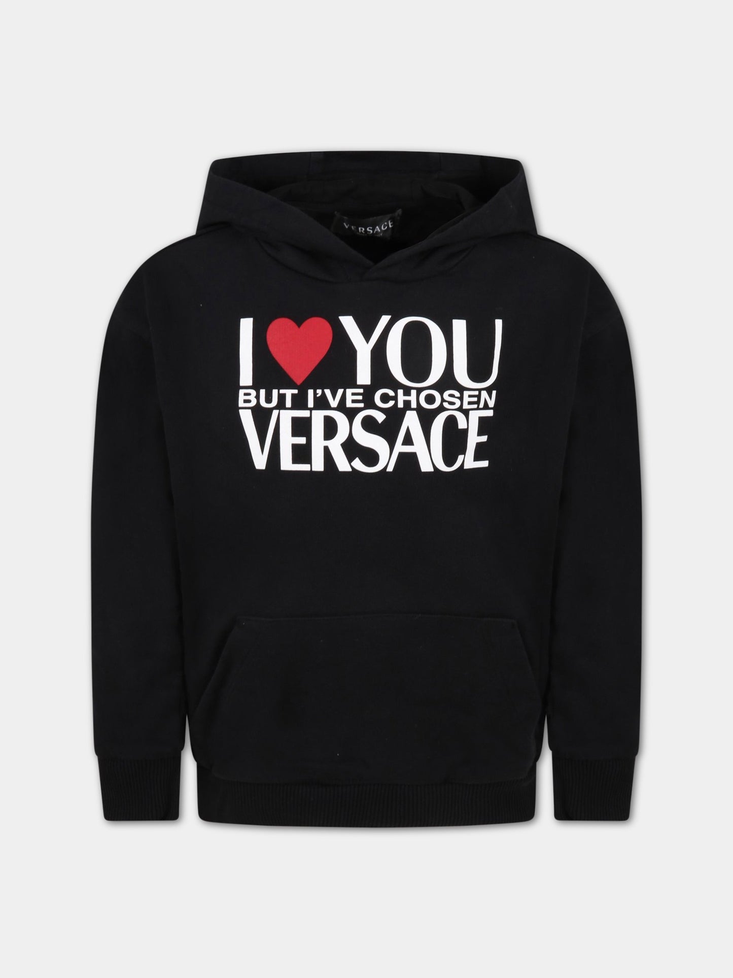Felpa nera per bambini con logo,Versace,1007359 1A05621  2B020