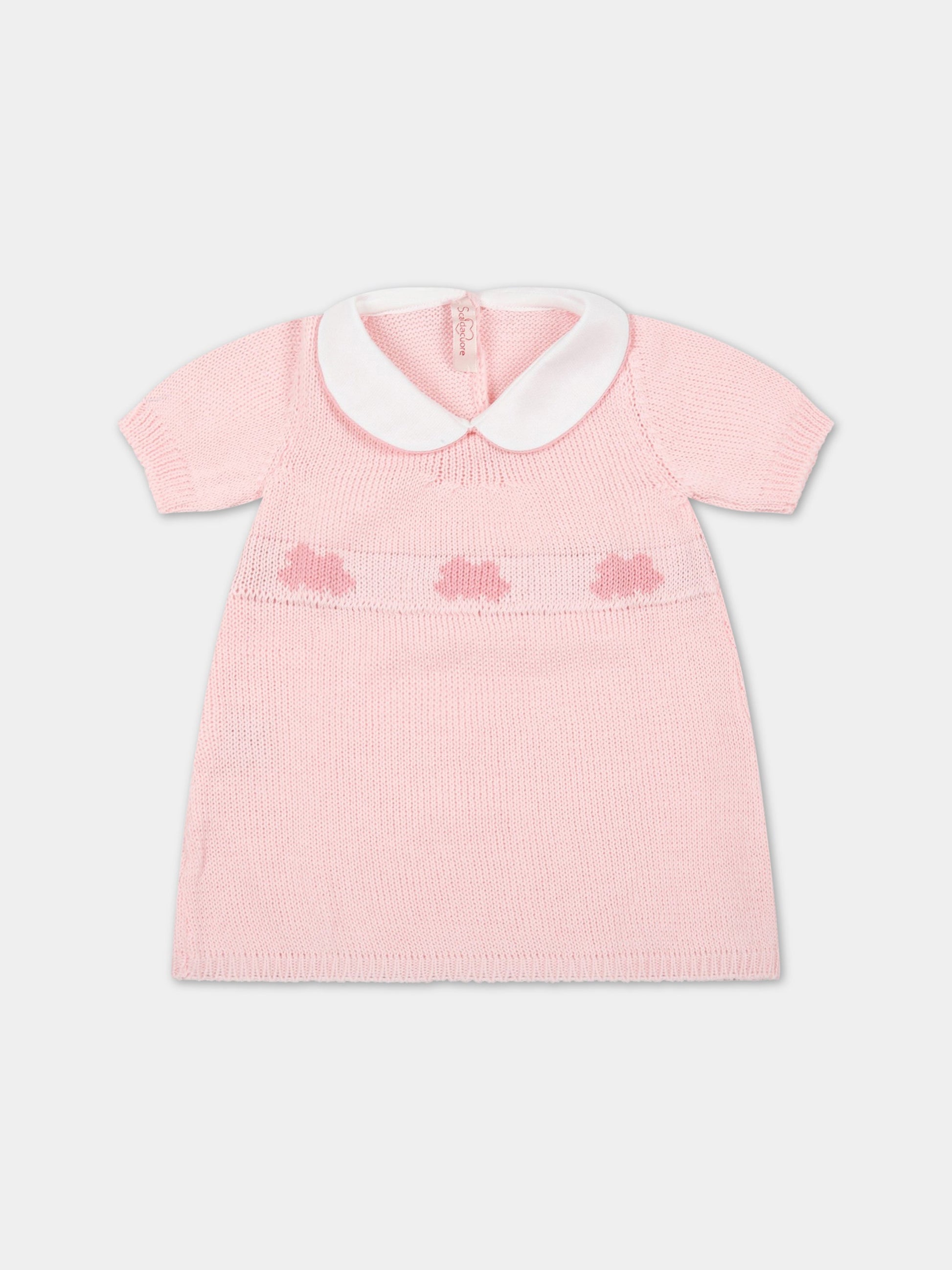 Vestito rosa per neonata con nuvole,Scaldacuore X Coccolebimbi,NU05 ROSA