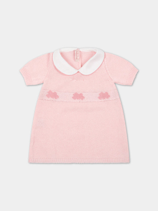 Vestito rosa per neonata con nuvole,Scaldacuore X Coccolebimbi,NU05 ROSA