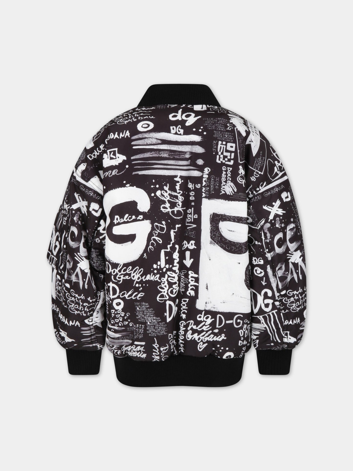 Piumino nero per bambino con loghi,Dolce & Gabbana Kids,L4JB4X ISMC4 HNSAA