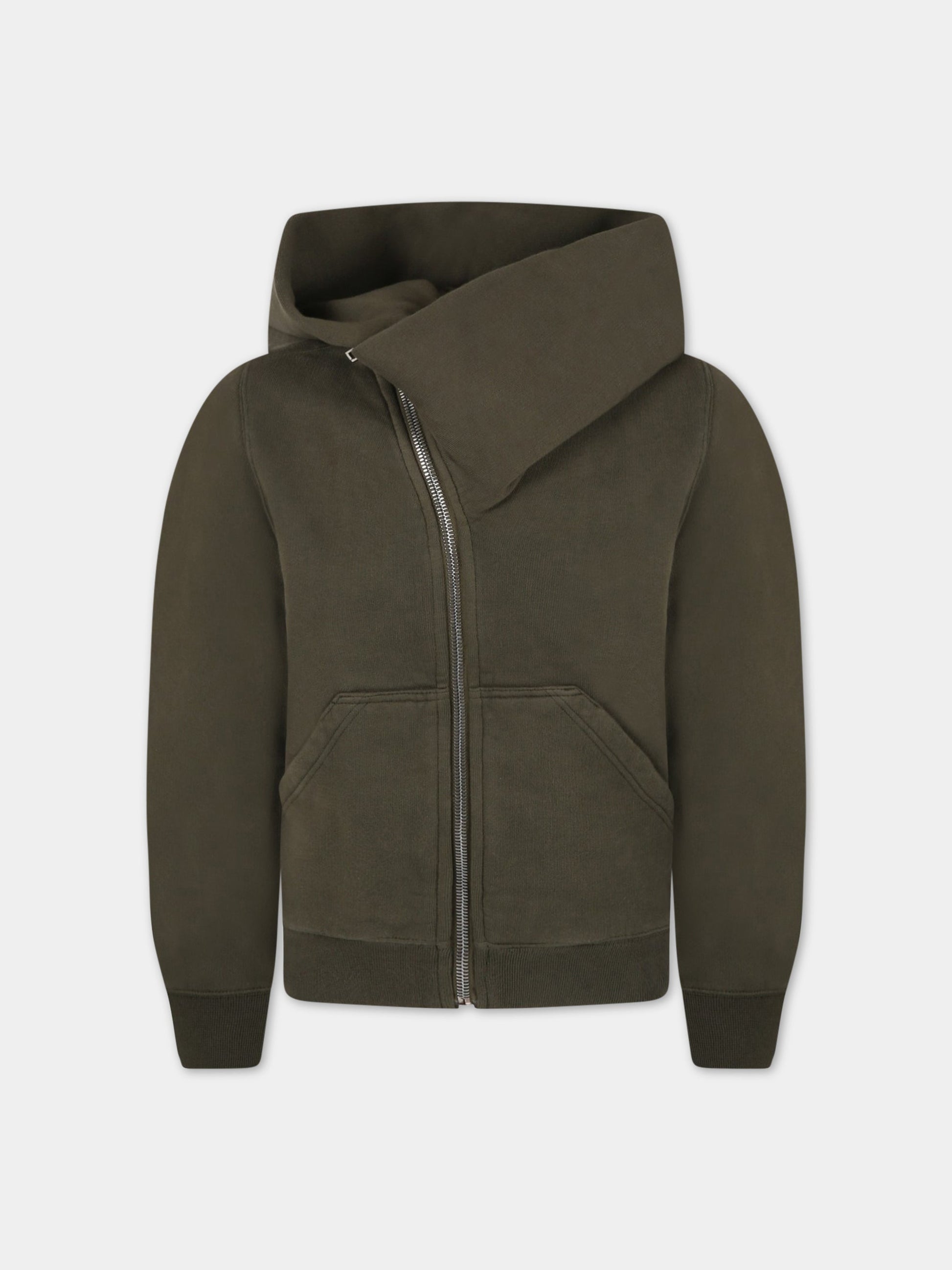 Felpa verde per bambini con chiusura asimmetrica,Rick Owens,BG02B5286 F 15