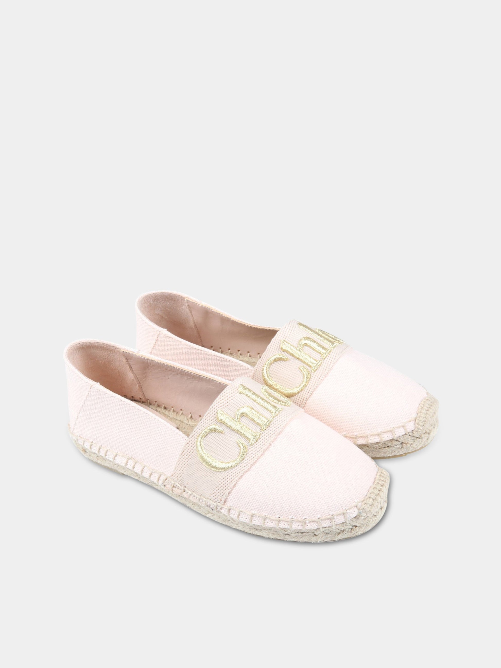 Espadrillas rosa per bambina con logo,Chloé Kids,C19146 45F