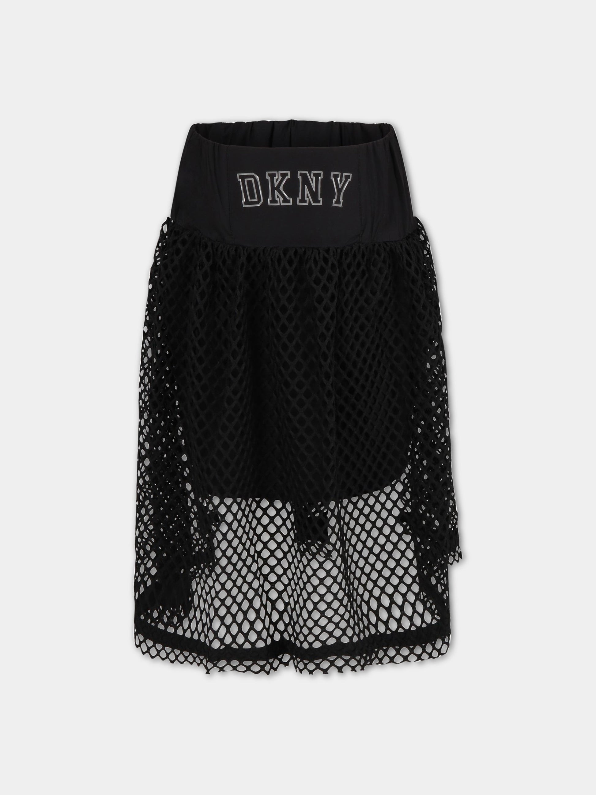 Gonna nera per bambina con logo,Dkny,D33590 09B