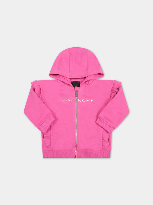 Felpa fucsia per neonata con logo,Givenchy Kids,H05209 482