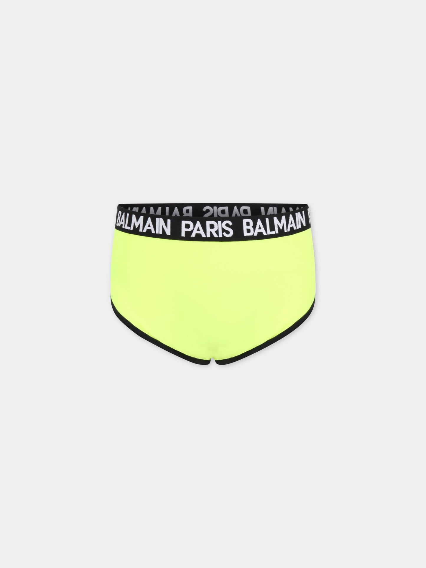 Slip mare giallo fluo per bambino con loghi,Balmain Kids,6Q0529 Z0005 290