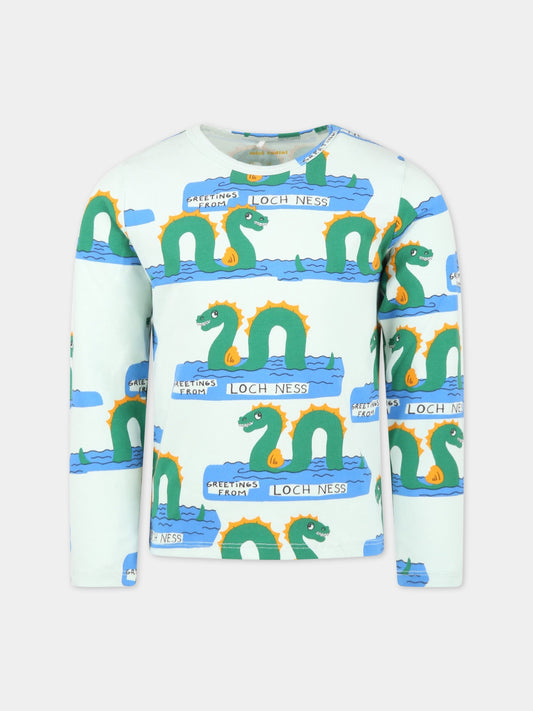 T-shirt verde per bambini con mostro di Loch Ness,Mini Rodini,2312011575