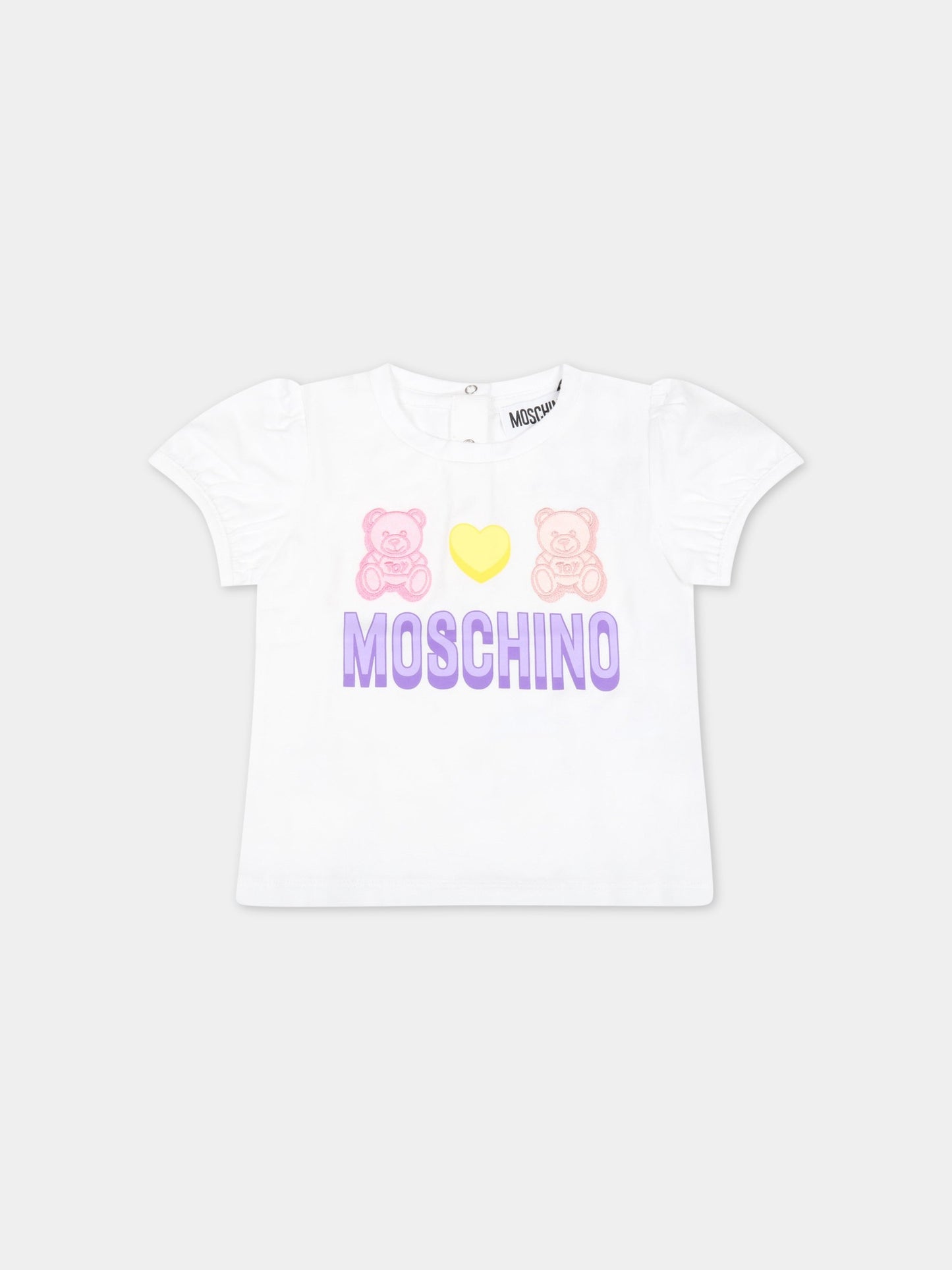 Completo multicolor per neonata con logo viola,Moschino Kids,MDG00L LBB92 10101