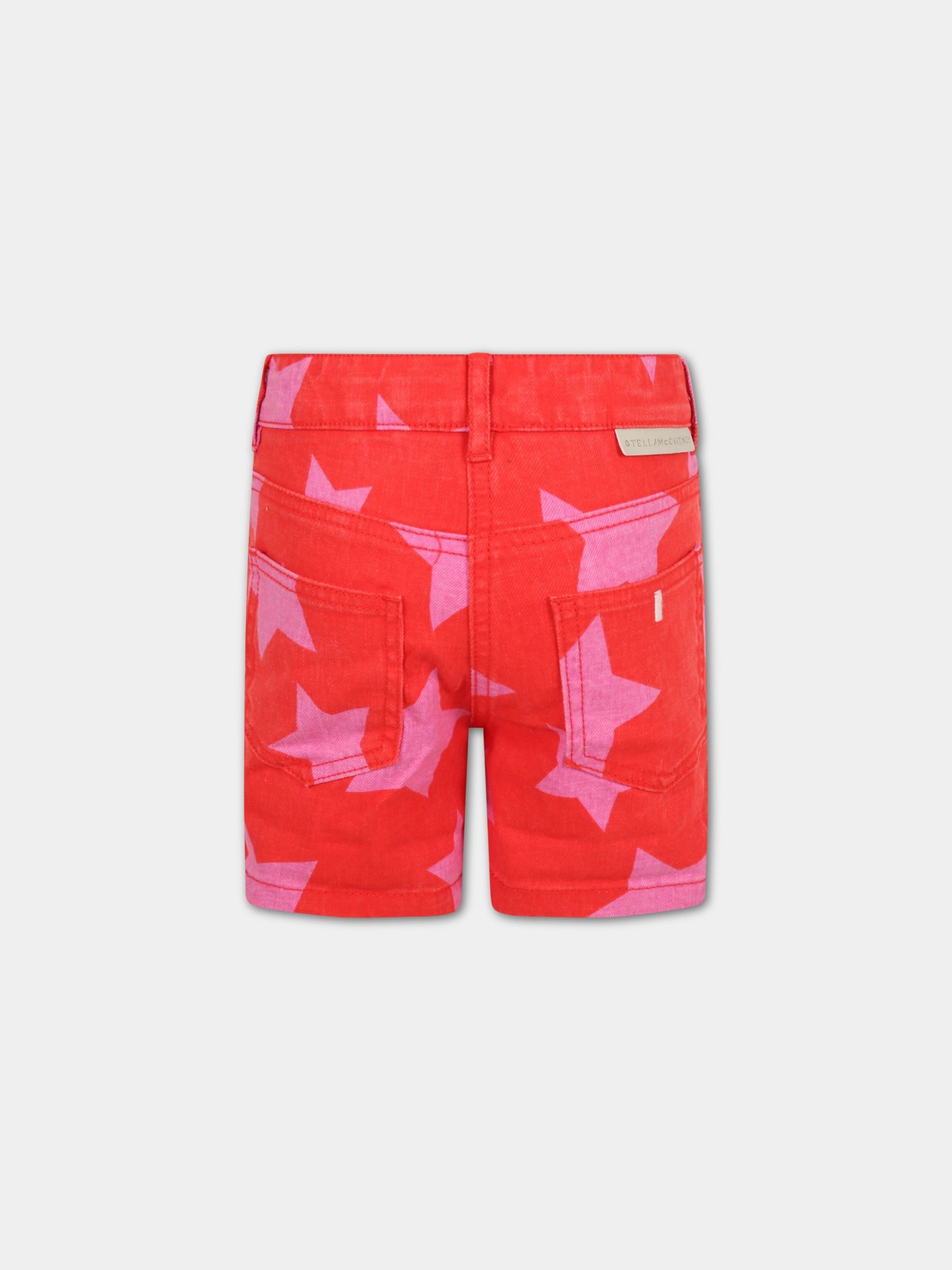 Short rosso per bambina con stelle,Stella Mccartney Kids,8Q6BH9 Z0156 410RS