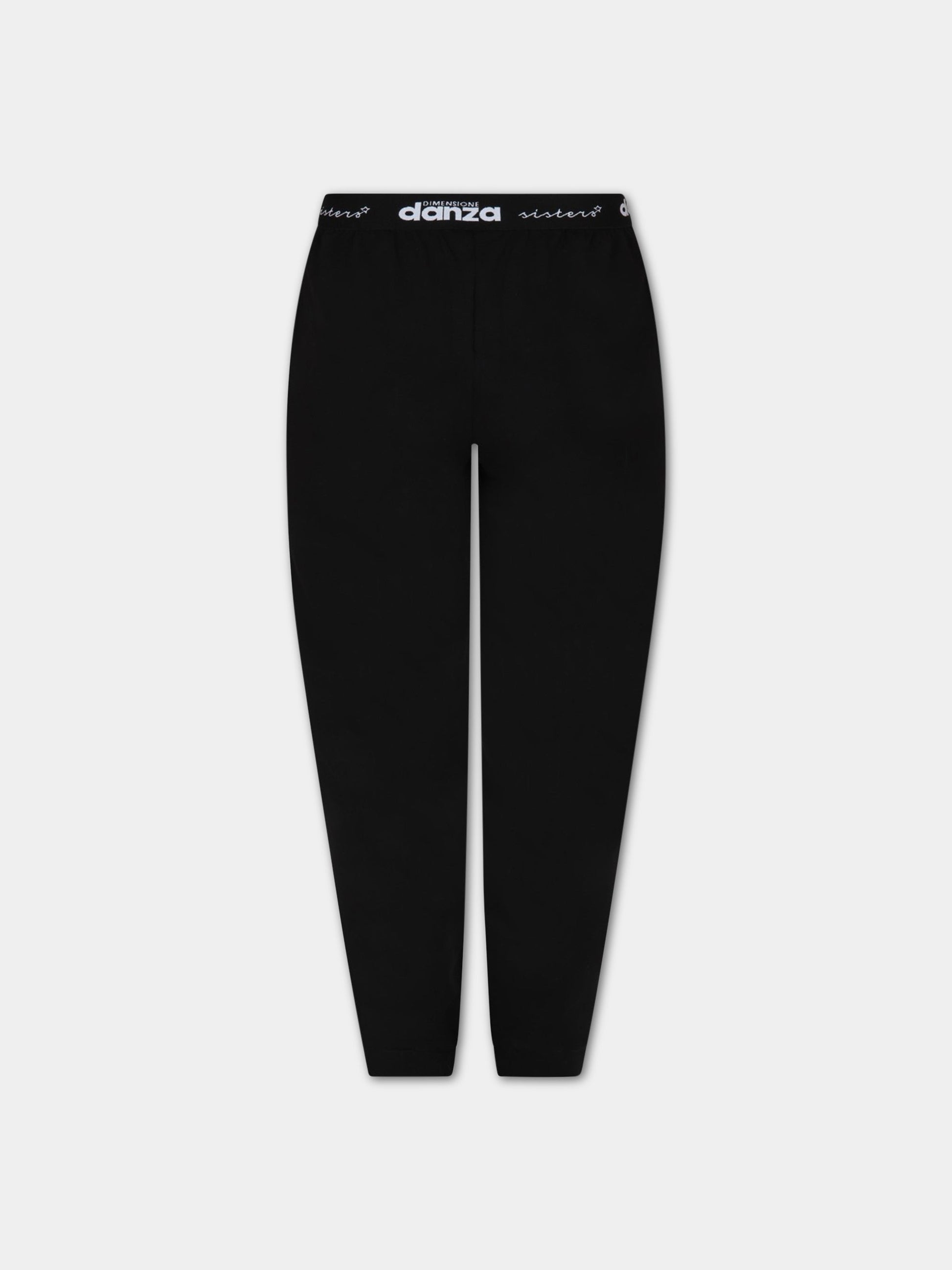 Pantalone nero per bambina con logo viola,Dimensione Danza,029659 110