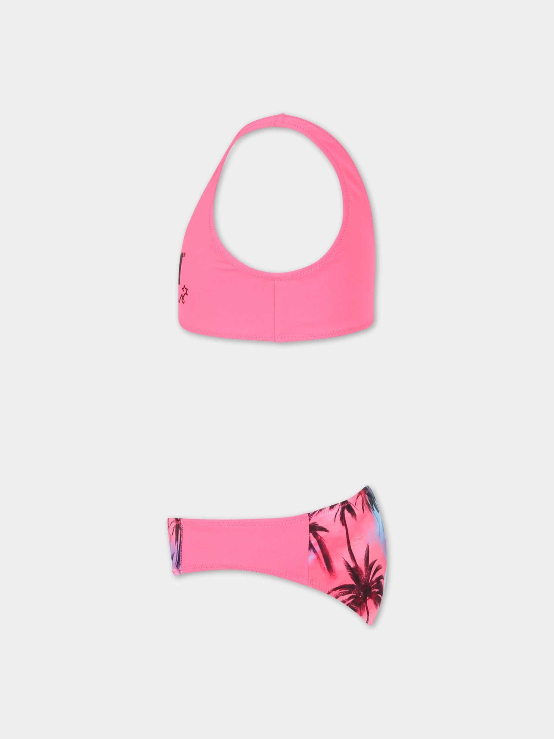 Bikini fucsia fluo per bambina con logo nero,Dimensione Danza,029732 200