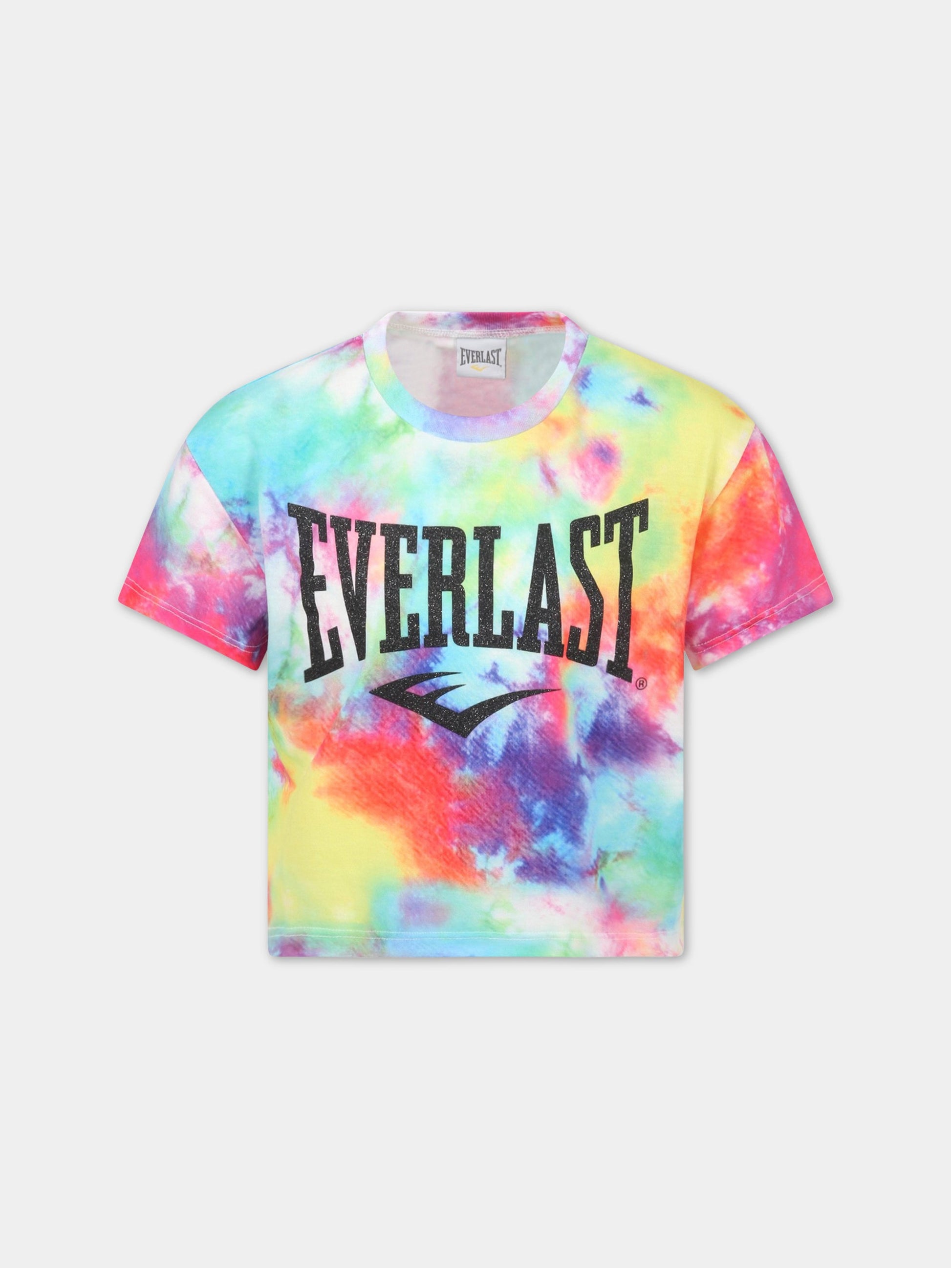 T-shirt tie-dye per bambina con logo nero con glitter,Everlast,031140 001