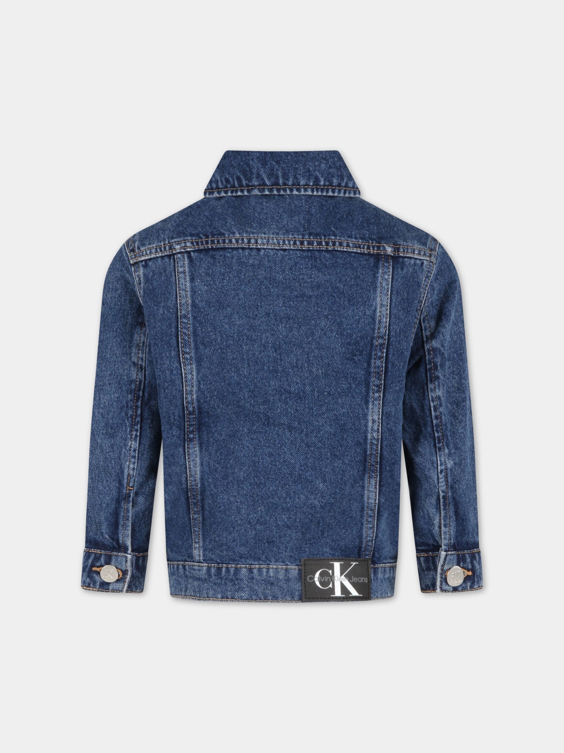 Giacca blu di jeans per bambino con logo,Calvin Klein Kids,CKIU0IU00381 IU0IU00381 1A4