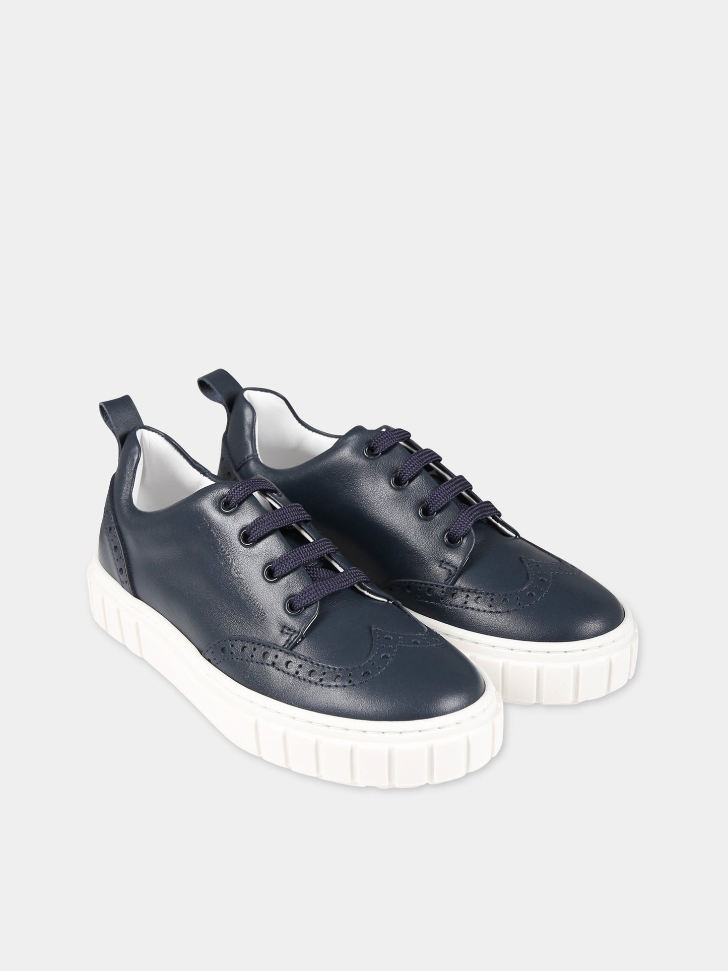 Stringate blu per bambino con logo,Armani Junior,XYX029 XOI72 00285