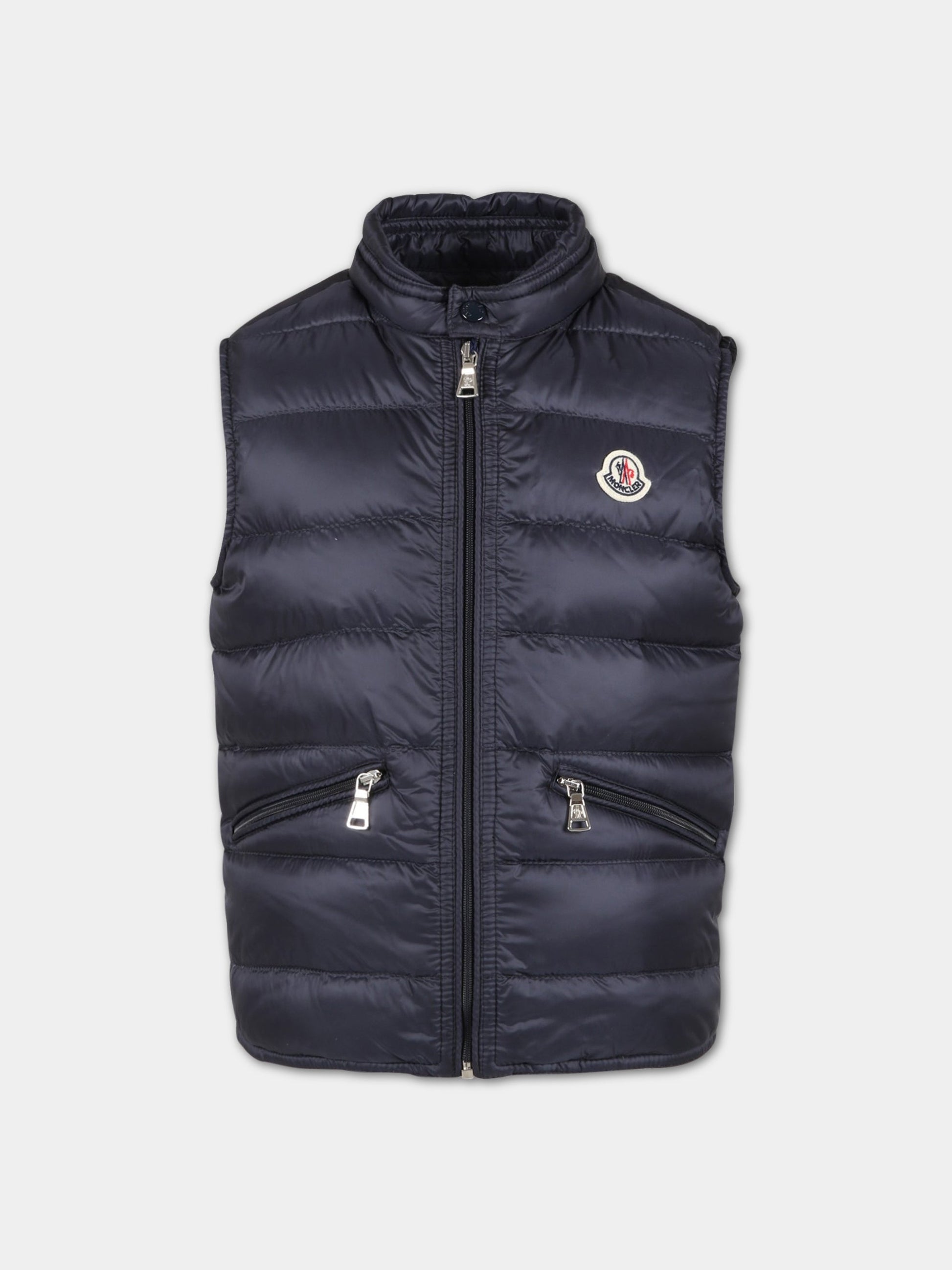 Piumino  Gui  blu per bambino con patch logato,Moncler Kids,954 1A00100 53334 742