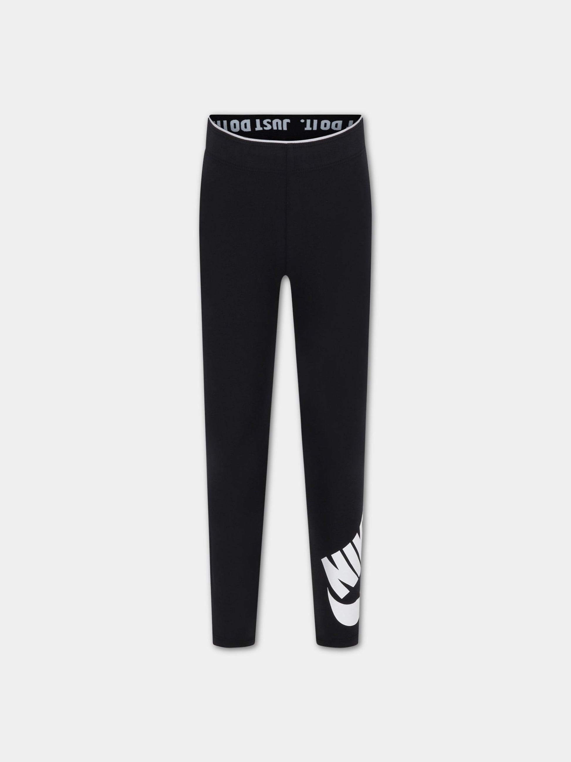 Legging nero per bambina con logo bianco,Nike,3UC723 023