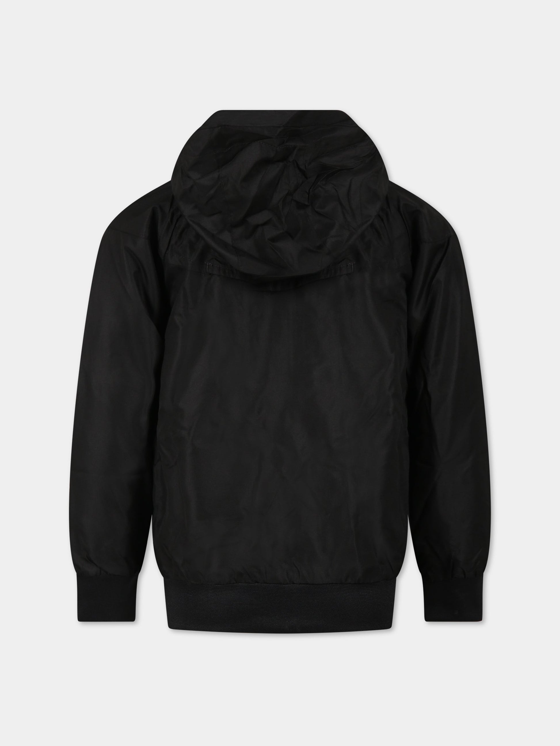 Giacca nera a vento per bambino con logo,Nike,8UC663 023